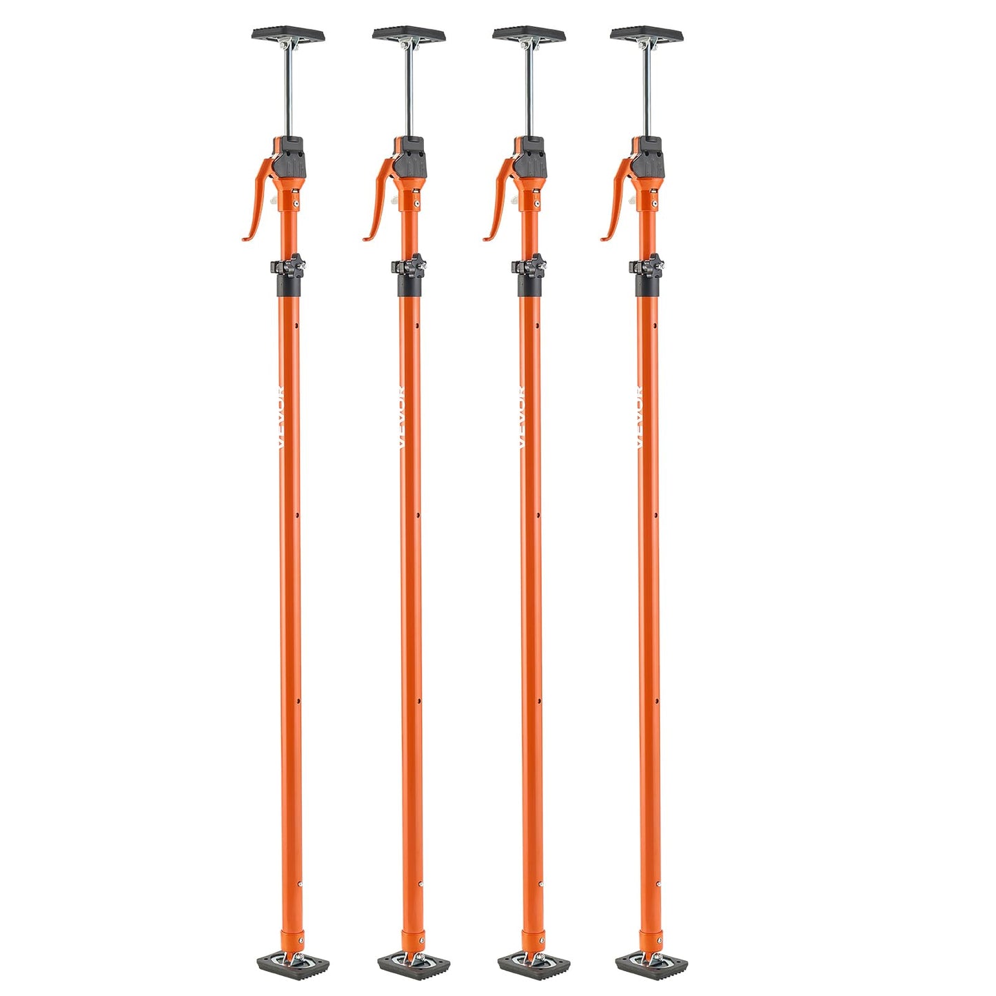 VEVOR Cabinet Jack Support Pole, 4-Pack, 49.2-114.6 Inch Steel Telescopic Quick Support Rod, Adjustable 3rd Hand System up to 198 lbs Capacity for Installing Cabinets, Lifting Drywall, Cargo Bars