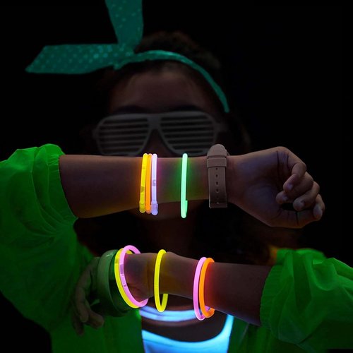 Glow Sticks Bulk Party Pack - 100PCS 8” Glow In The Dark Bracelets | Perfect For Halloween & Camping Fun