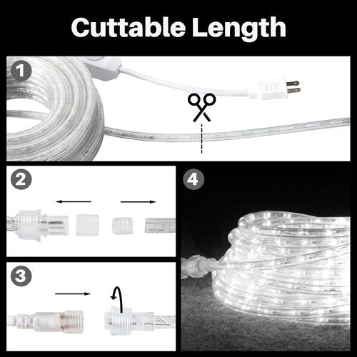 **Skiennix LED Rope Lights - Waterproof 33ft Cool White Decorative Lighting | Flexible & Connectable for Indoor/Outdoor Use**