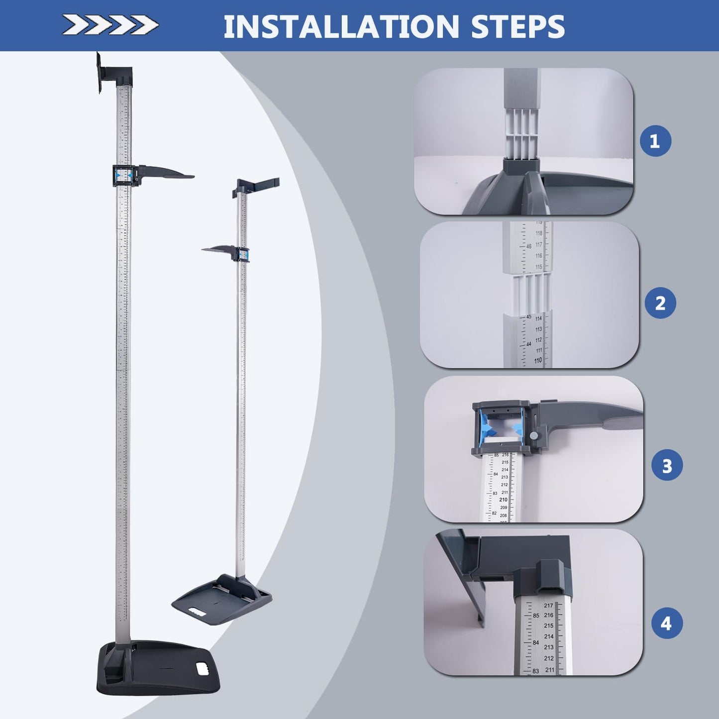 Aluminum Alloy for Adults and childrenHeight Measurement，Height Measure，Portable Height Measuring Rod(Error Accuracy is Adjustable)，for Home, Gym, Physical Examination, Medical use，8-85 in/20-217 cm