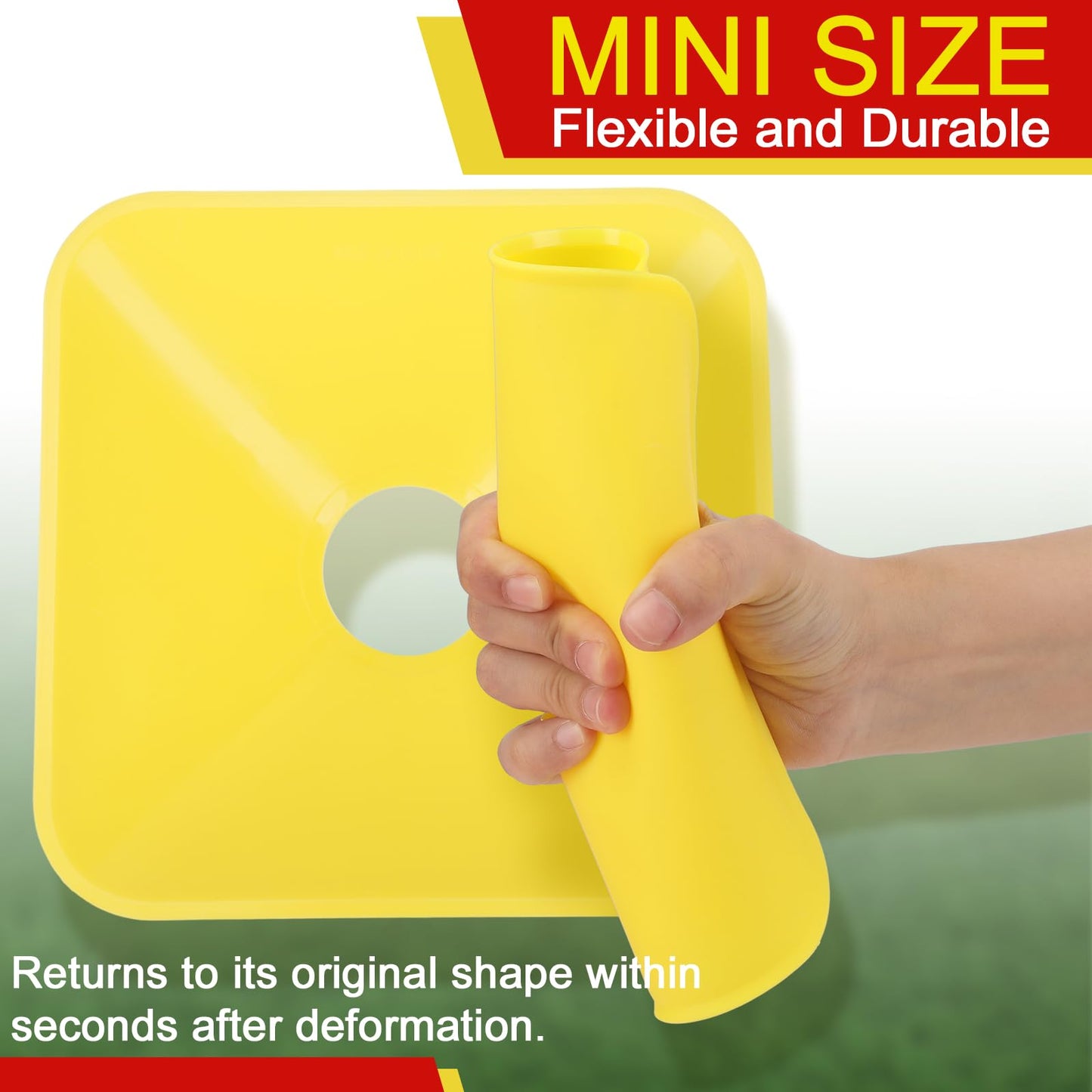 50 Pack 2 Inch Mini Cones for Sport Agility Training Small Soccer Square Field Marker Cone Practice Equipment for Football Basketball Coaching Team Activities Agility Plyometric Speed(Red Yellow)