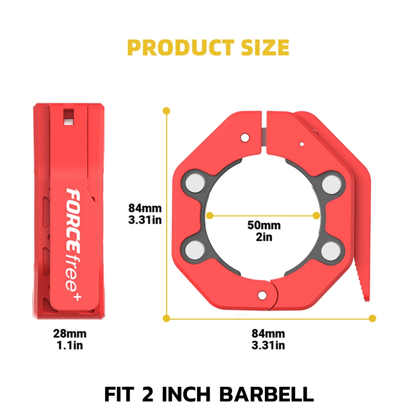 Quick Release Barbell Collars - Slim Design, Non-Slip Secure, High-Strength Durable, Magnetic Convenience - Fits 2-Inch Olympic Bars