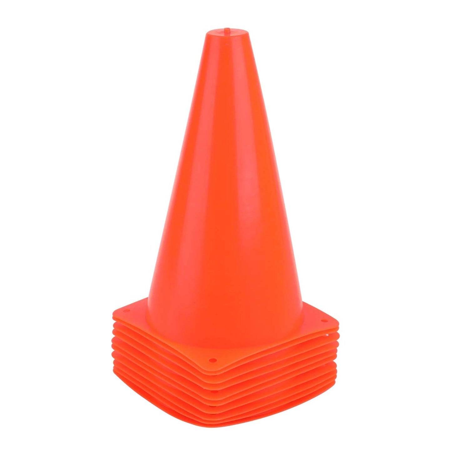 Fragraim 9 Inch Plastic Training Traffic Cones, Sport Cones, Agility Field Marker Cones for Soccer Basketball Football Drills Training, Outdoor Activity or Events - Set of 10, Orange