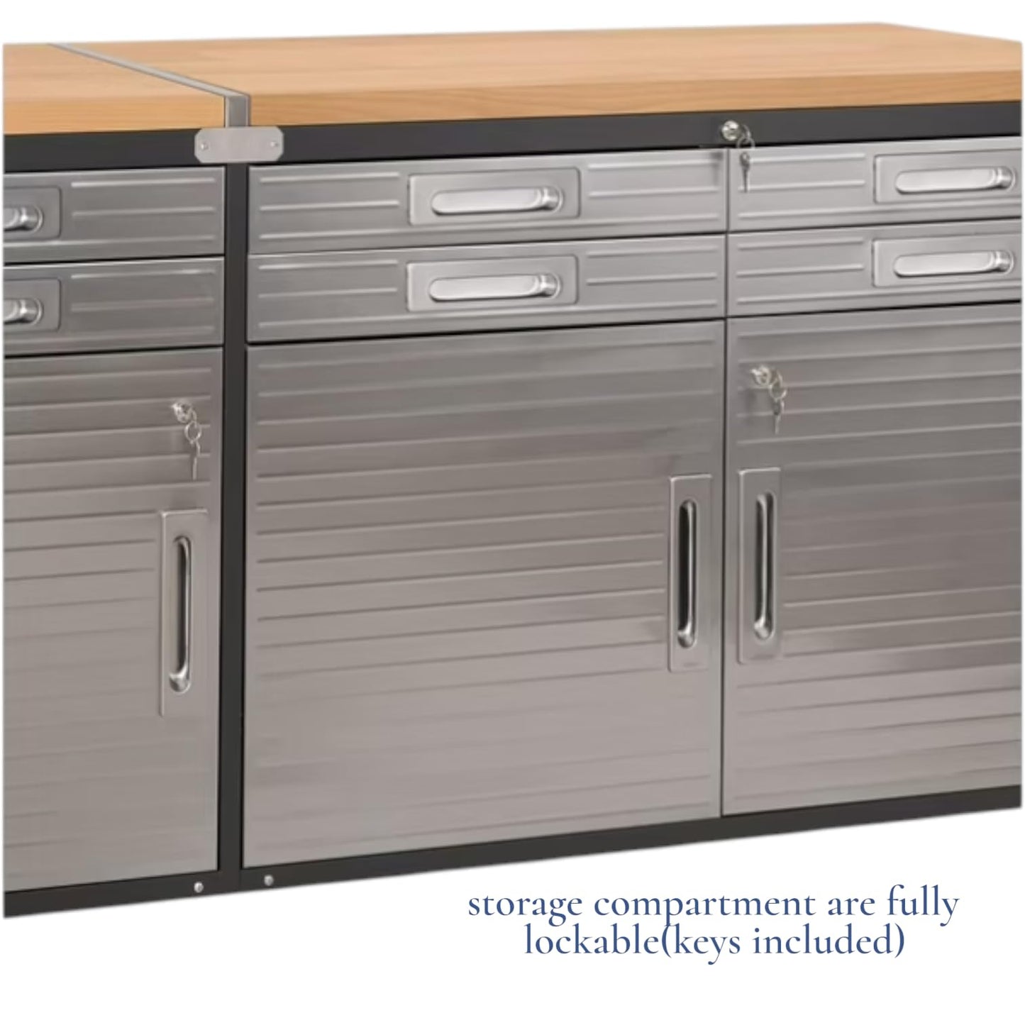 Heavy Duty 6-Drawer Rolling Work Center with Wood Top, Mobile Workbench with Storage, Steel Construction, 75.6" W x 20" D x 37.5" H, Tools Organized Station.
