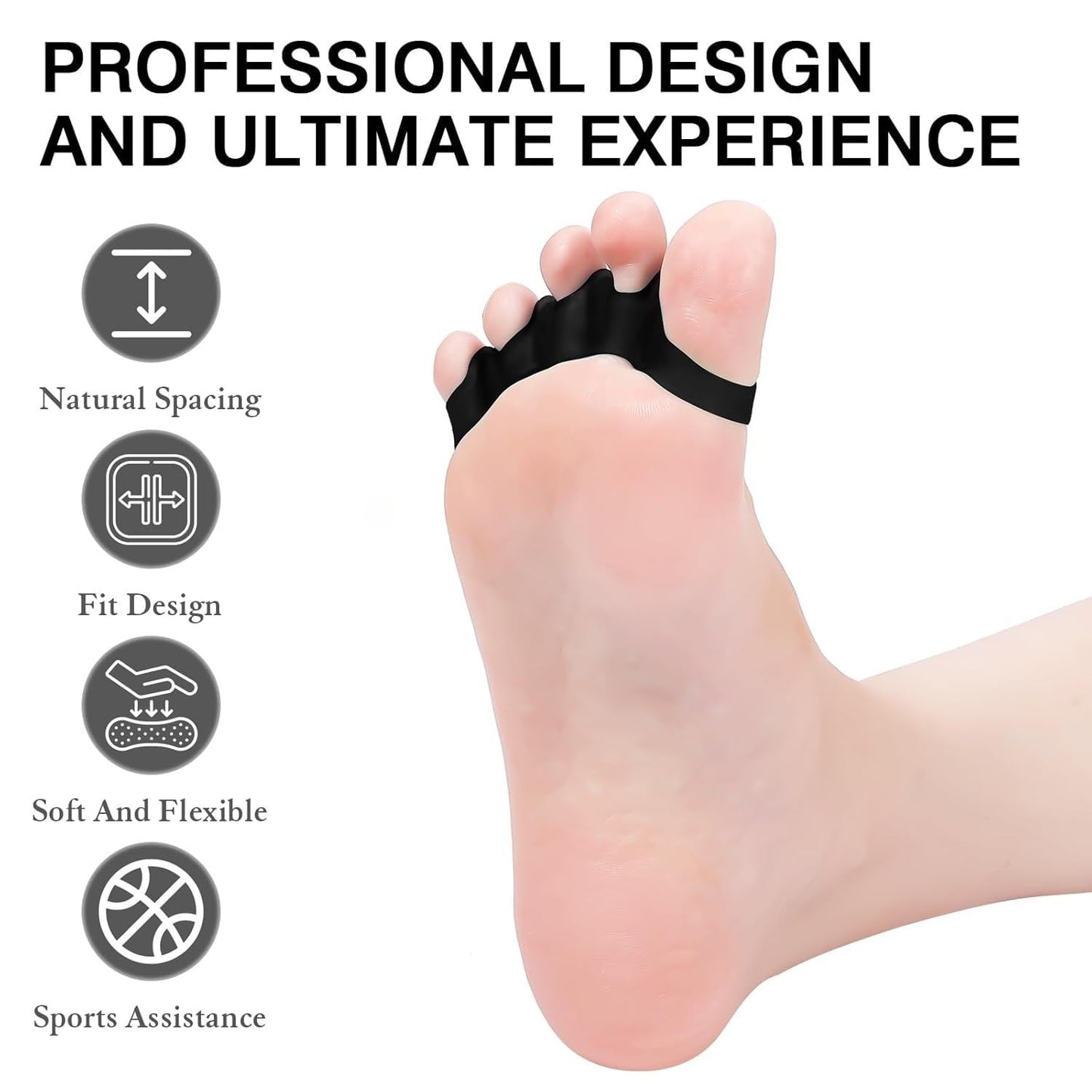 sundpik 2PCS Toe Spacers for Women and Men, Toe Separators for Pedicure, Bunion Corrector, Hammer Toe Straightener, Plantar Fasciitis, Toe Spreaders for Foot Pain Relief and Foot Health.