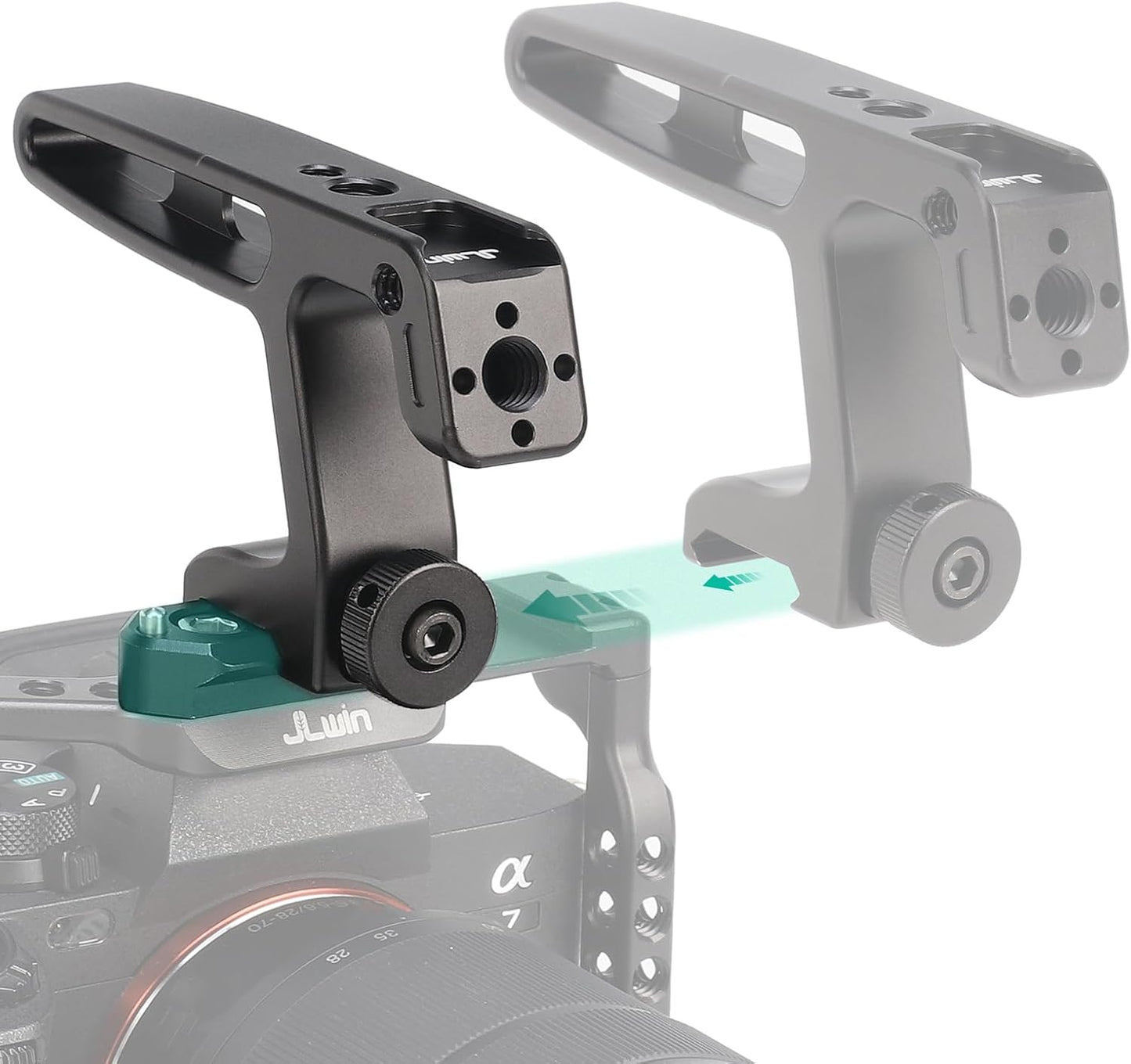 FocusFoto 1/4"-20 3/8"-16 3/8"-16 NATO Handle Grip for Lightweight DSLR Mirrorless Camera Cage Rig, Mini Top/Side