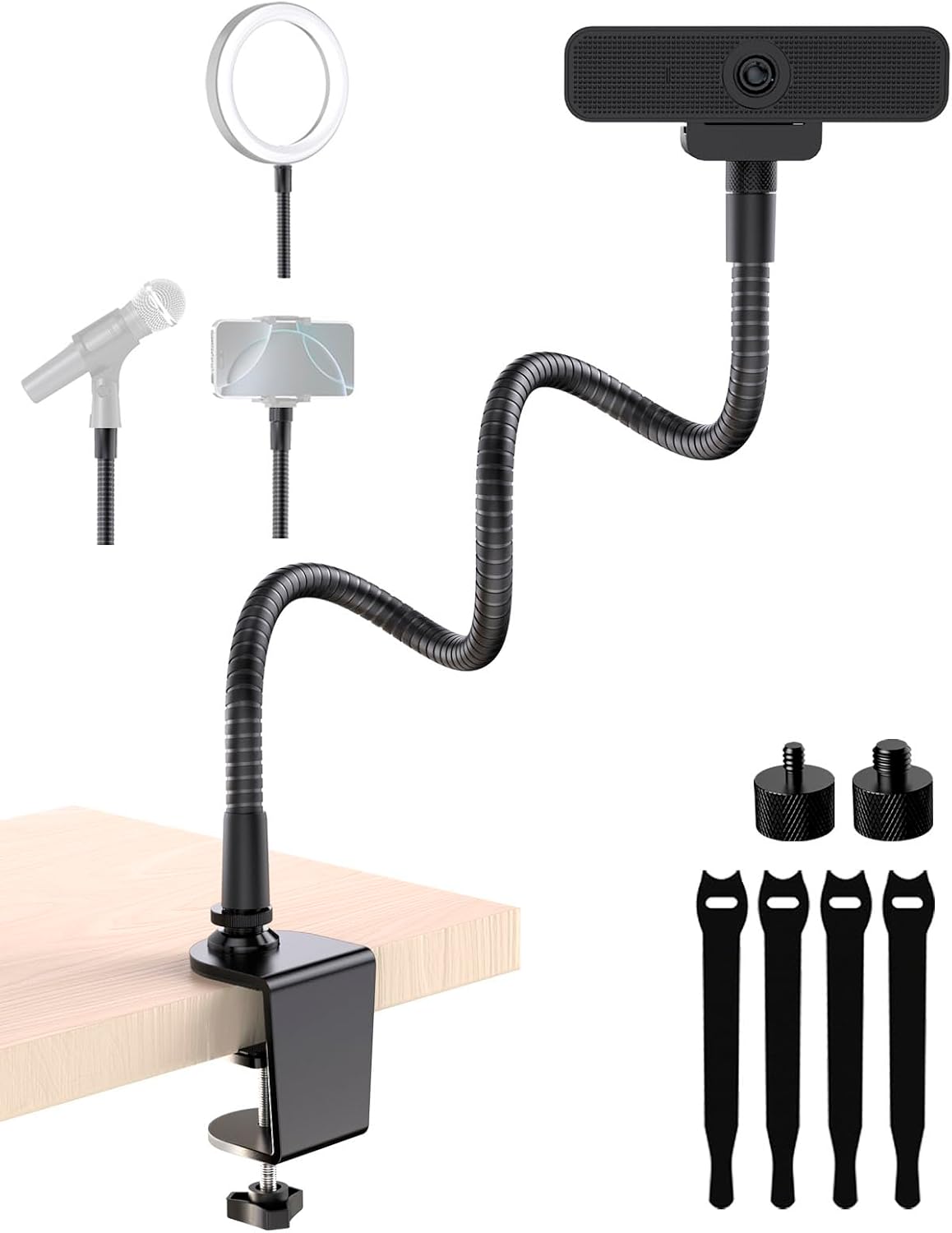 Etour 19" 4K C920 C920s C922 C922x C925e C930 C930e C960 C615 N60, 1/4" Webcam Stand Mount for Desk, Flexible Gooseneck