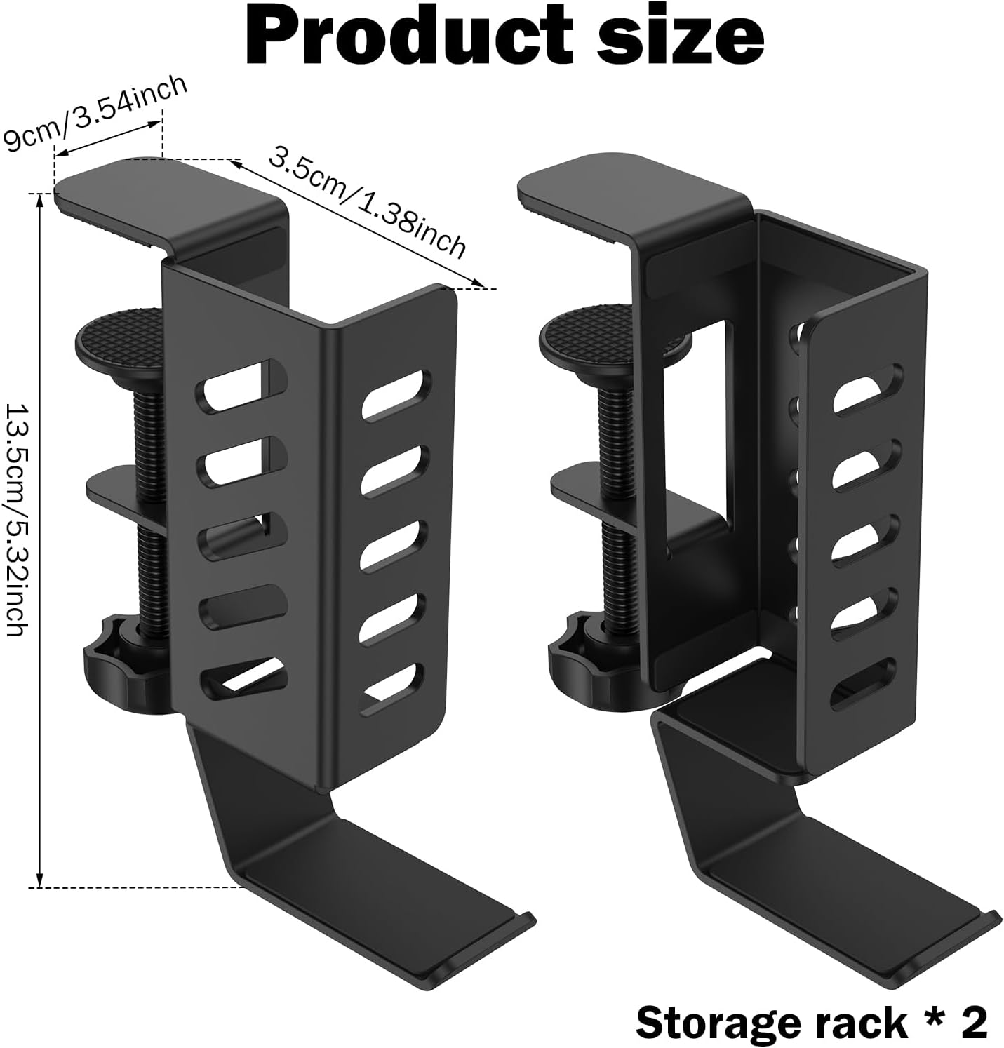 kaimenhong Desk Side Laptop Holder, Desk Side Storage, No Drill Side Desk Organizer, Tablets Hanging Holder, Table Side