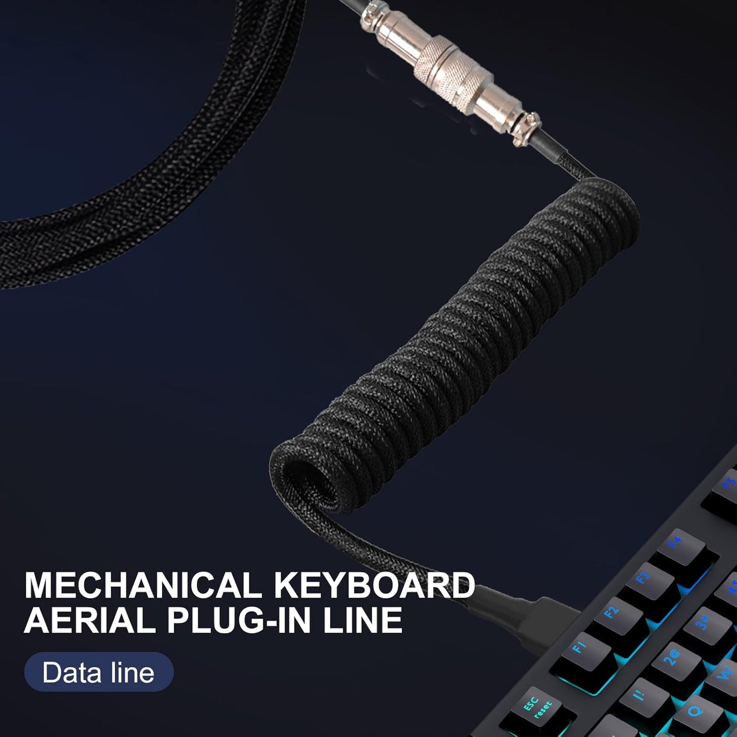 Generic 1.5M Coiled USB C Keyboard Cable for Gaming Keyboard, Double-Sleeved Mechanical Keyboard Cable with Detachable
