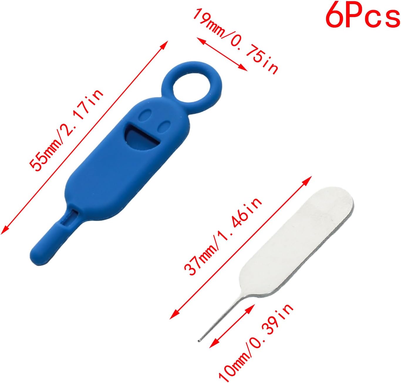 6 Set Lilaly Pcs SIM Card Removal Tool SIM Ejector Pin and Card Tool Cute Silicone SIM Card Needle Tool, Blue
