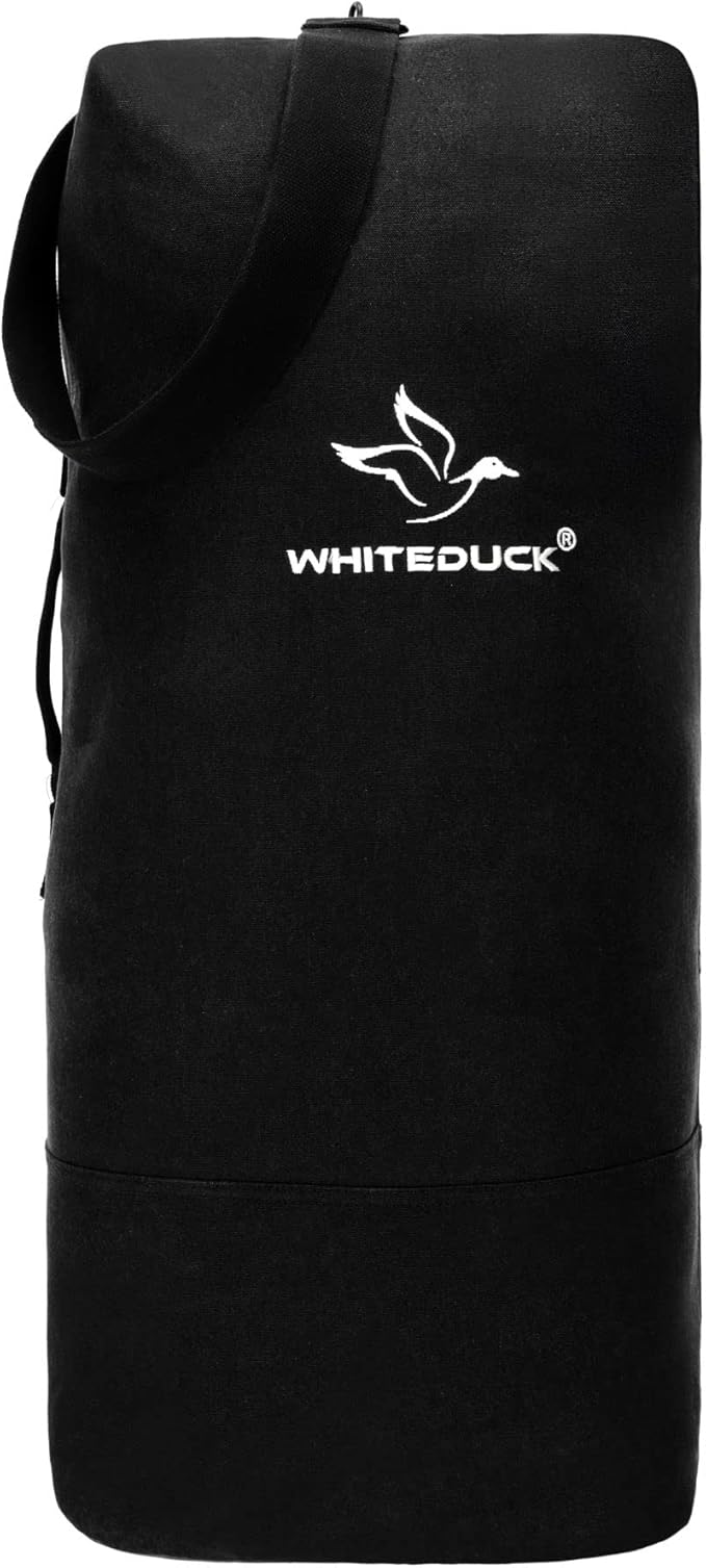 WHITEDUCK G.I Top Load Military Rucksack Style Double Strap Duffel Bag Heavy Duty and Water Resistant- Gym, Sports, Travel, Hiking, Backpacking (21" x 37", Black)