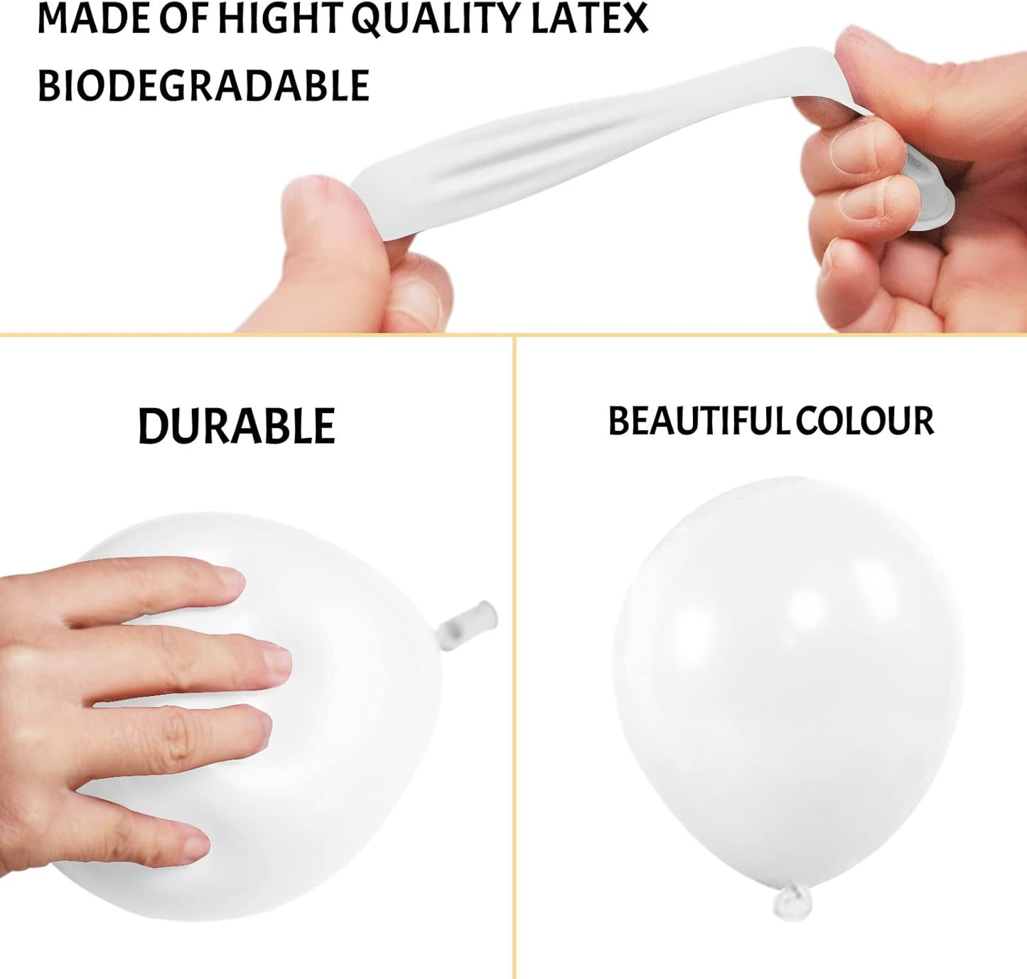 White Balloons 110 Pcs - 5 Inch Mini Thick Latex Balloons for Wedding, Birthday & Baby Shower Decor