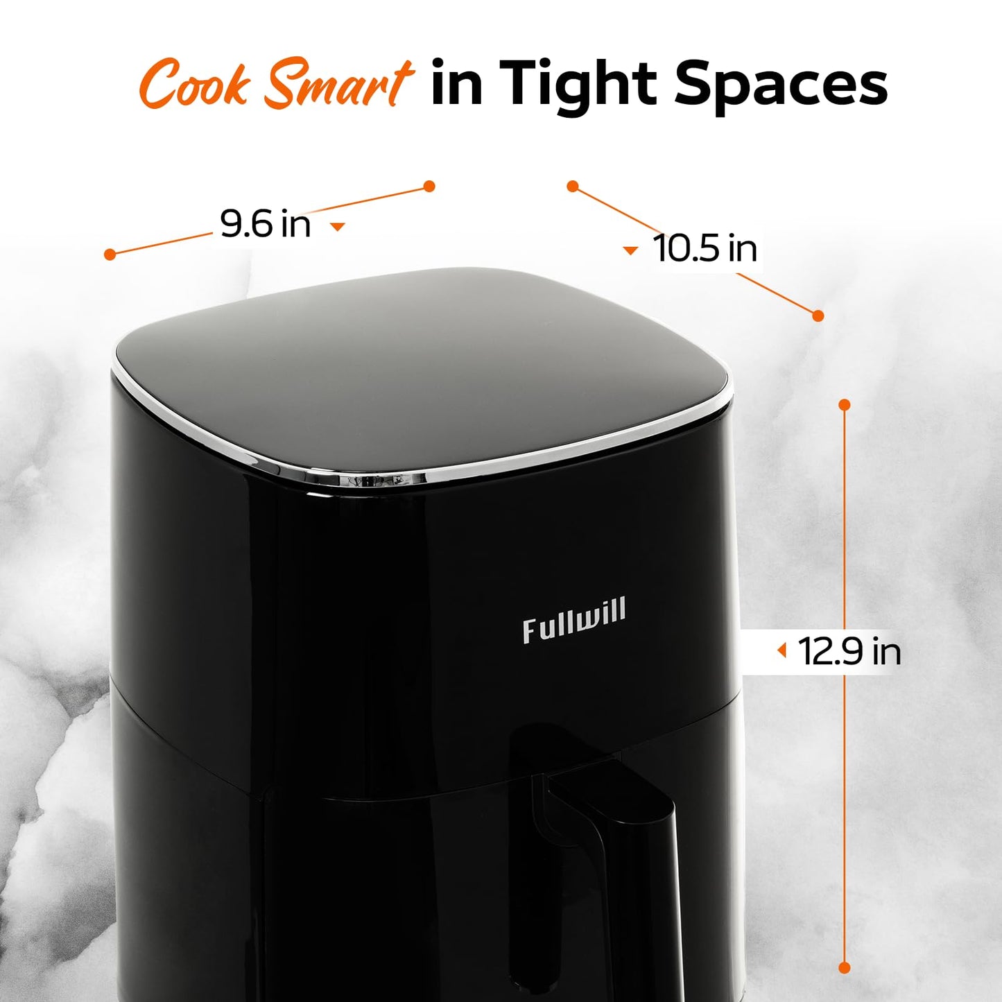Fullwill 6QT Air Fryer with Visible Window,Nonstick and Dishwasher-Safe Basket,12-in-1 Multi-Function Air Fry,Roast,Bake, Dehydrate, Fries,for Family Party,1700W,Black