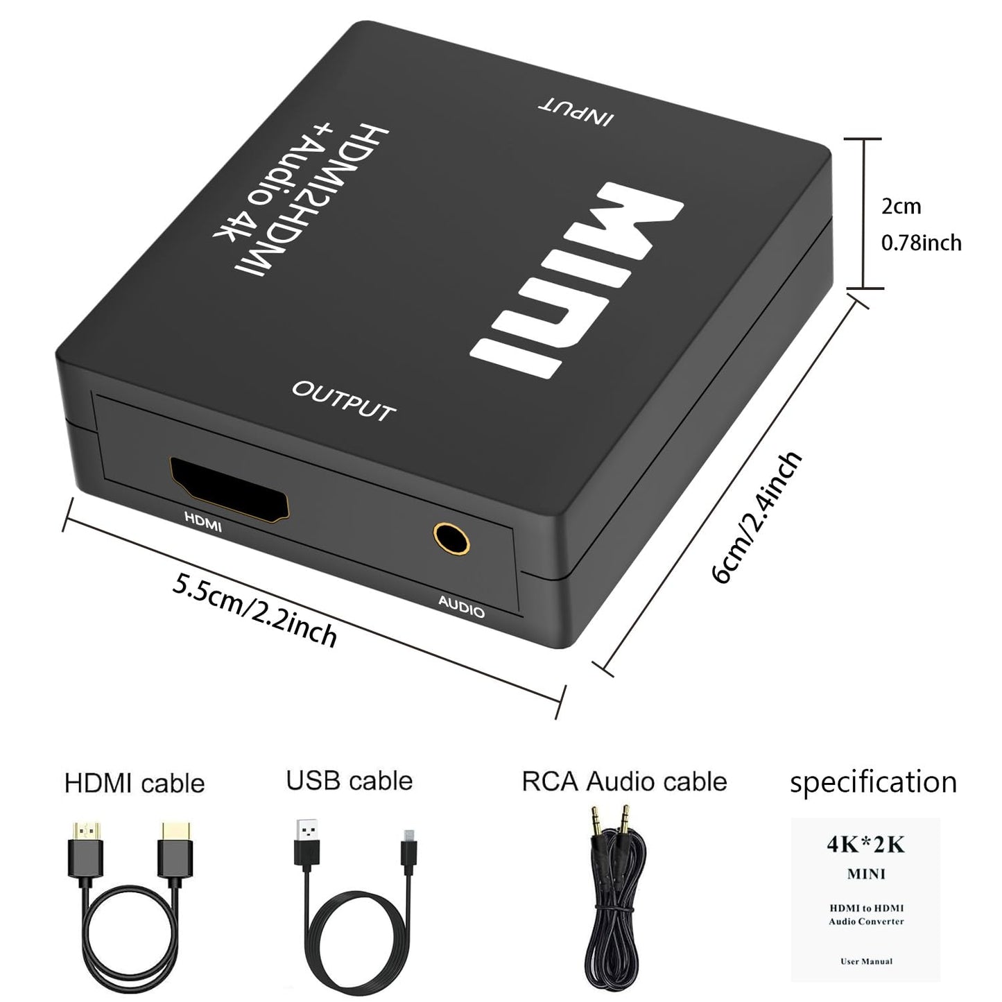 BJardinier 3.5mm 4K*2K@30HZ, 3D, 1080P PS3, PS4, PS5 HDMI Audio Extractor Splitter,HDMI to Audio Adapter, Compatible