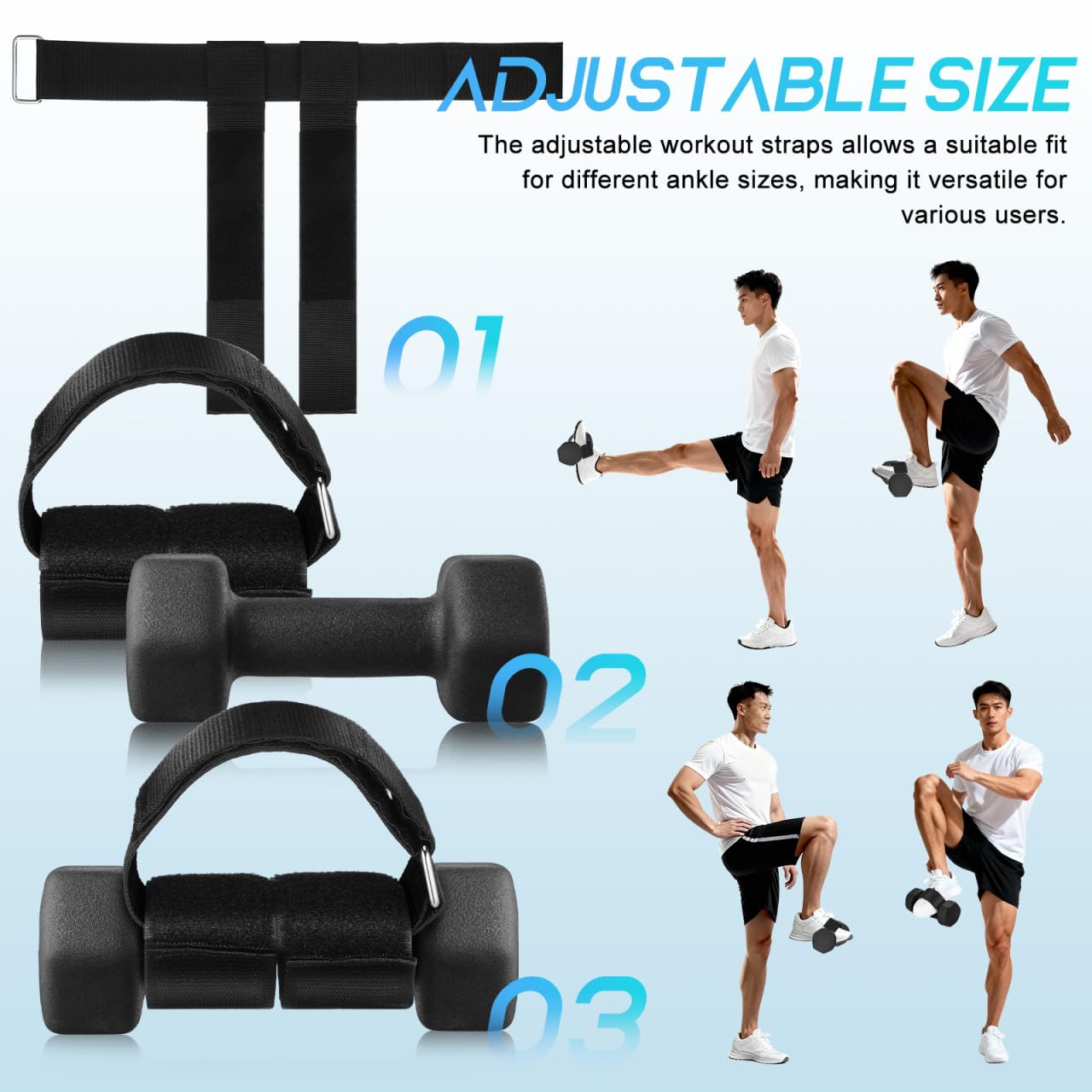 BESPORTBLE Feet Dumbbell Attachment 1 Pair Adjustable Ankle Weights Strap for Leg Extensions Hamstring Curls Hip Flexor Glute Kickbacks Home Gym Workout Gear
