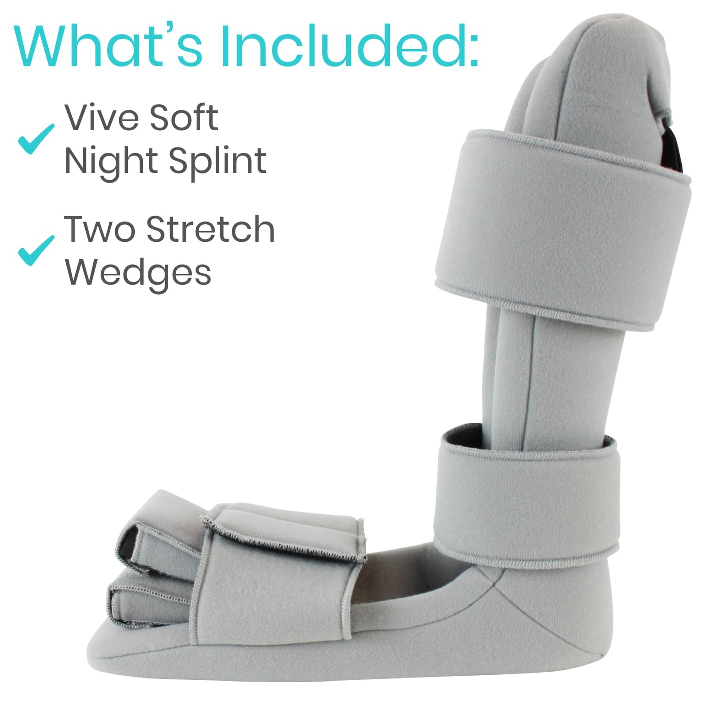Vive Plantar Fasciitis Night Splint Plus Trigger Point Stretch Wedges - Soft Leg Brace Support, Orthopedic Sleeping Immobilizer Stretch Boot (Large: Men's: 8.5-11, Women's: 10-12)