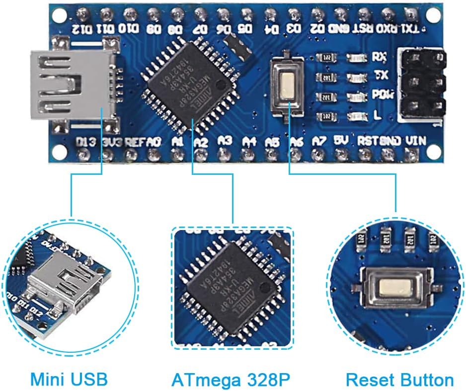ALMOCN V3.0 ATmega328P 0.96 Inch Mini Nano Module Microcontroller Board with USB Cable Compatible with Arduino + Nano