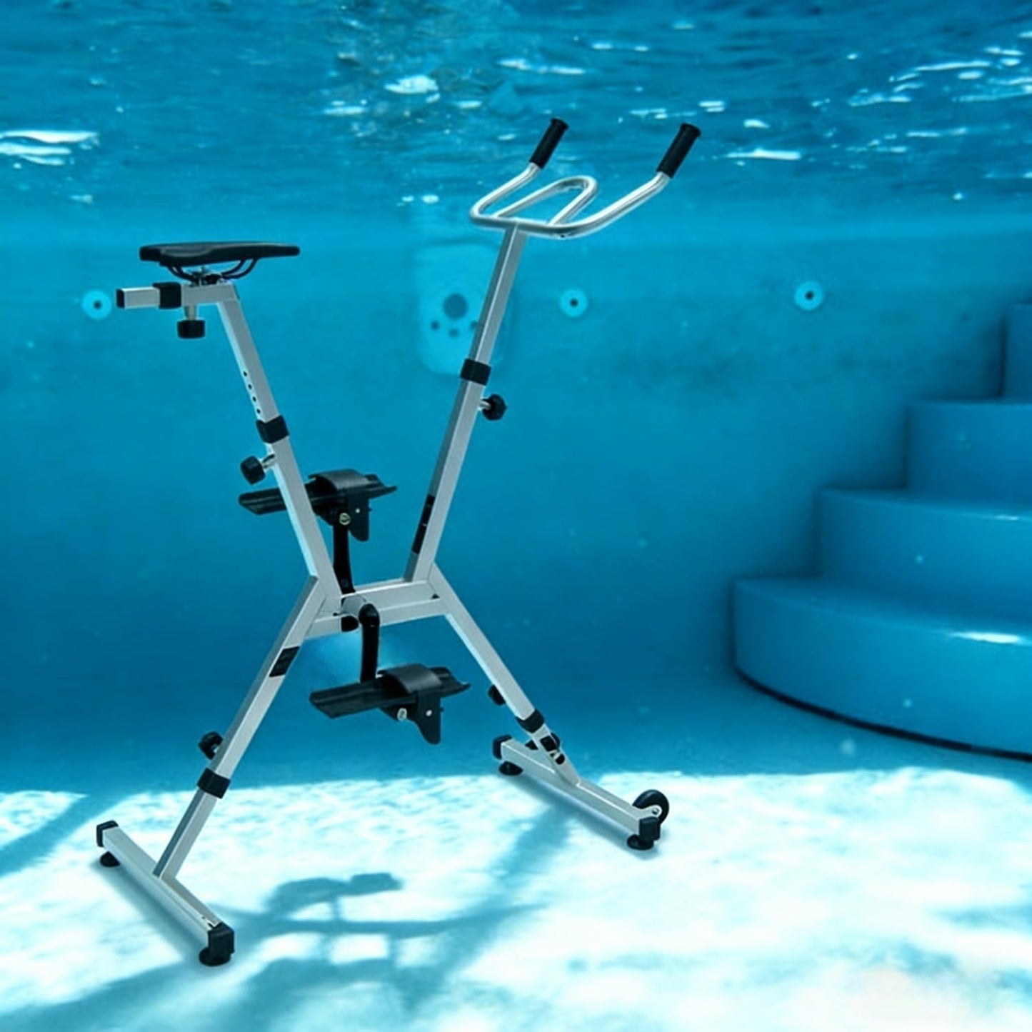 316L Stainless Steel Water Bike for Pool Exercise - Underwater Aquatic Fitness Equipment with Adjustable Resistance - Low Impact Swimming Pool Bicycle for Cardio Workout