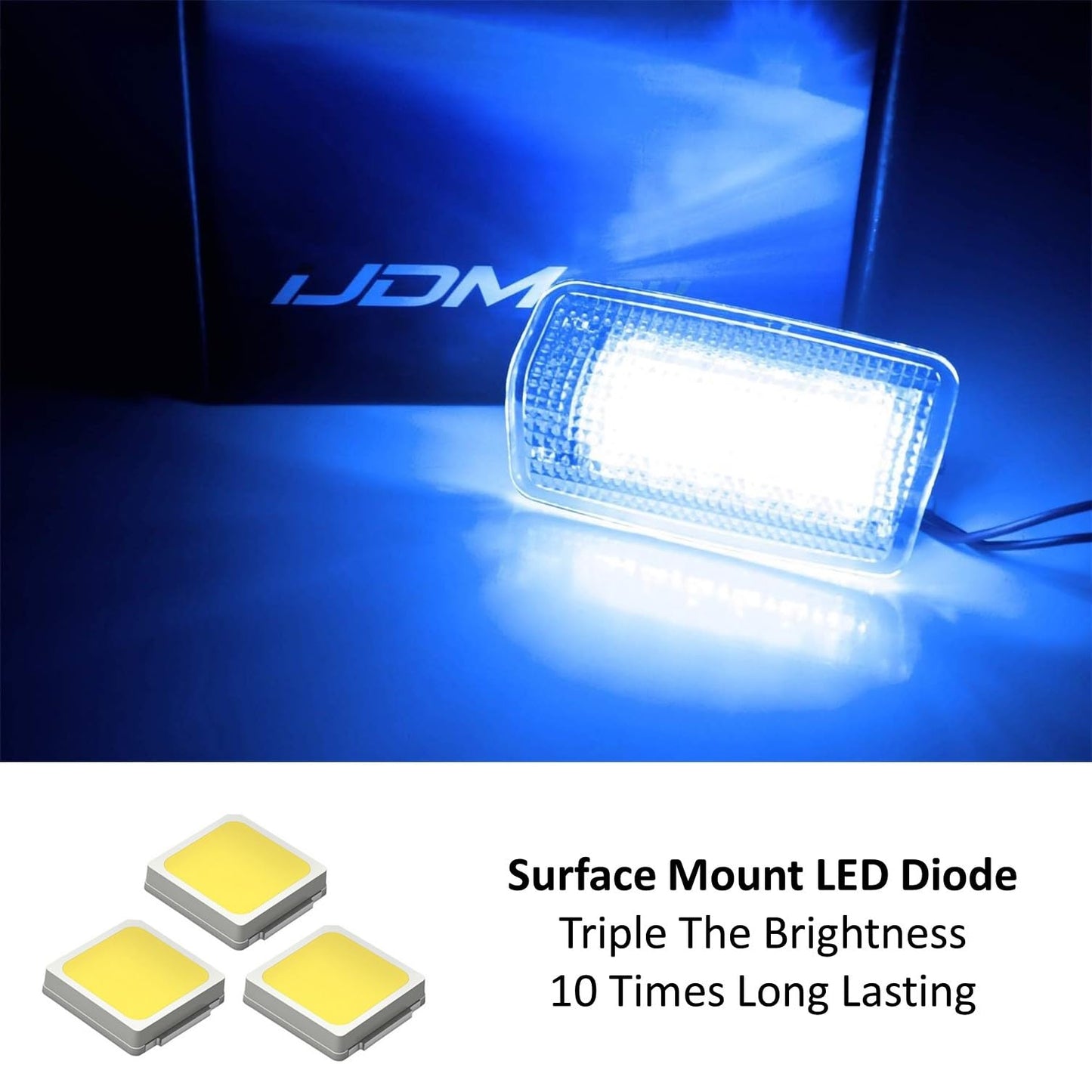 iJDMTOY LED Side Door Courtesy Light Assy for Lexus & Toyota, Ultra Blue LED, Clear Lens, Interior Footwell Accent Light