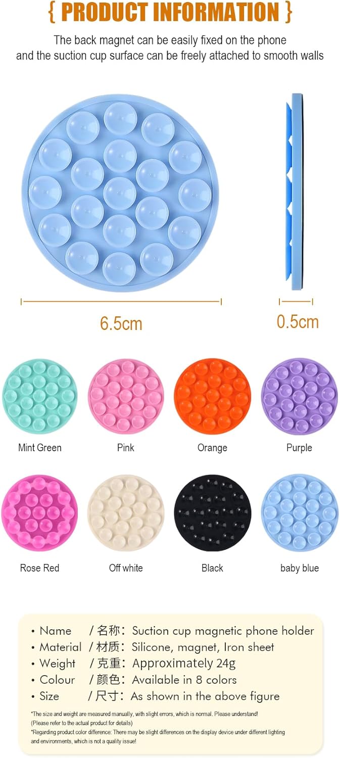 BSSZRYLT 1 Pack Magnetic Silicone Phone Holder with Suction Cup, Phone Stand Grip for Hands-Free Use, Bubble Texture