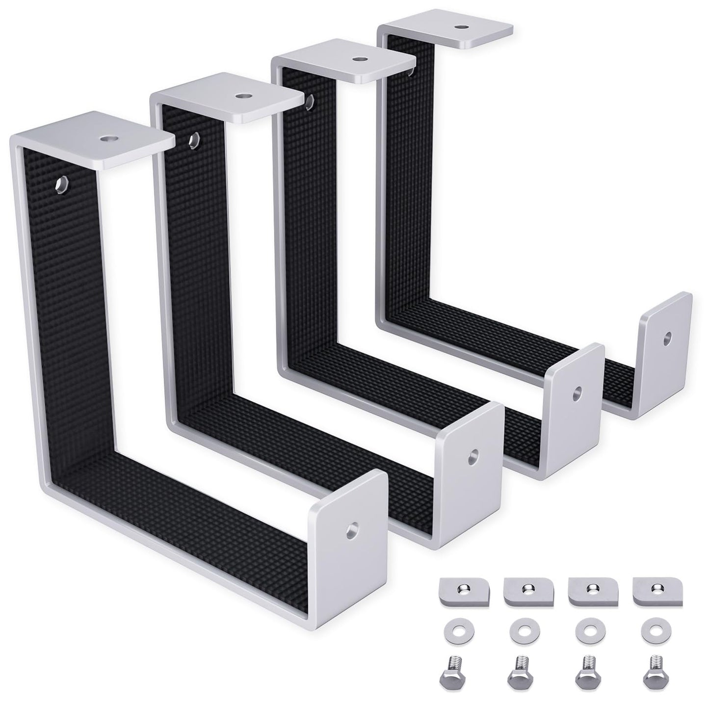 EZYRACK Pack D Hook Brackets x4 – Heavy Duty Wall Hooks, Suits Modular Systems, Holds Ladders, Bikes, Tools, 4mm Steel Construction, Garage Storage Hooks