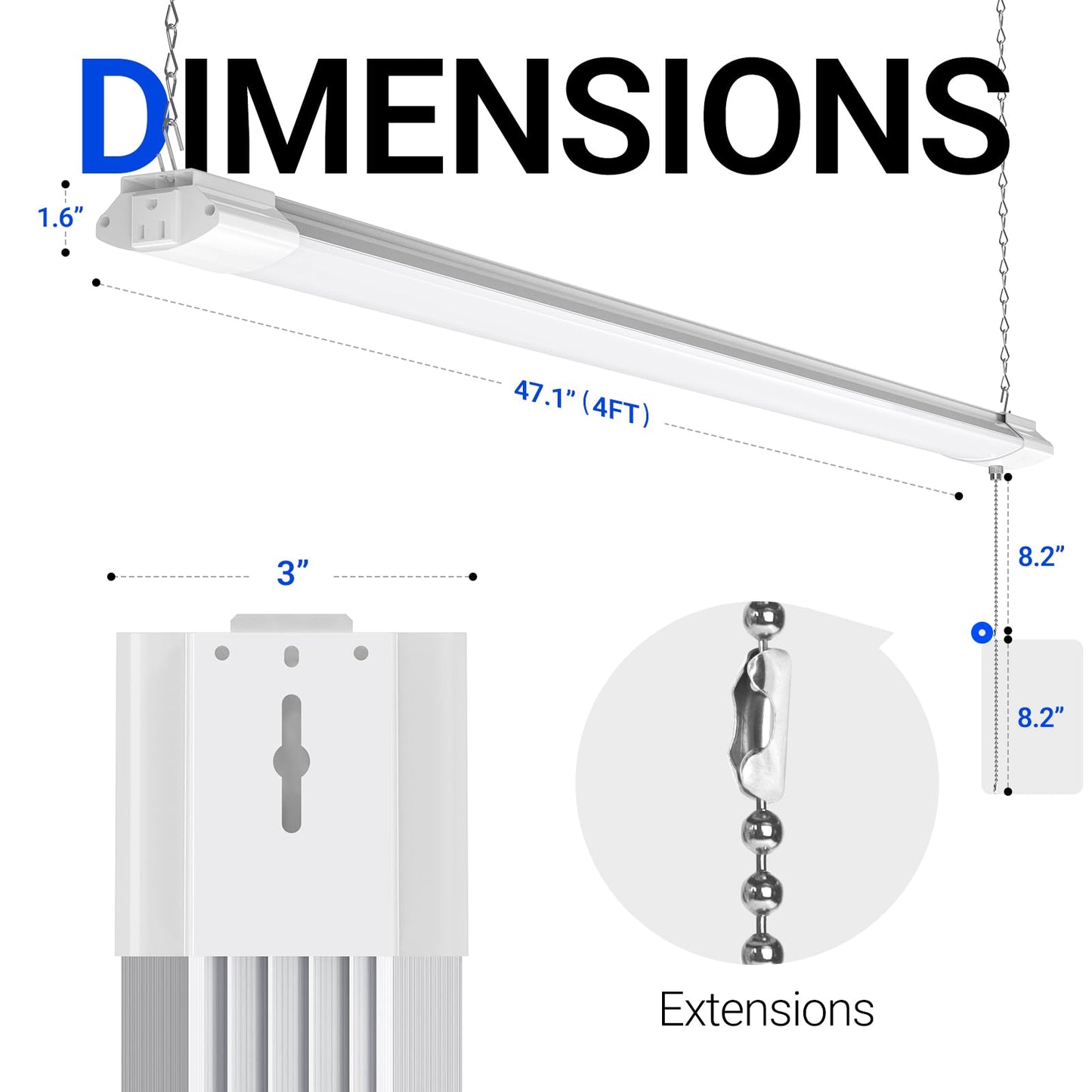 Barrina BS84 LED Shop Lights for Workshop 4FT, 84W, 10000LM, 5000K Linkable Light Fixture for Garage, Basement, Hanging or Flush Mount, 4 Packs, White