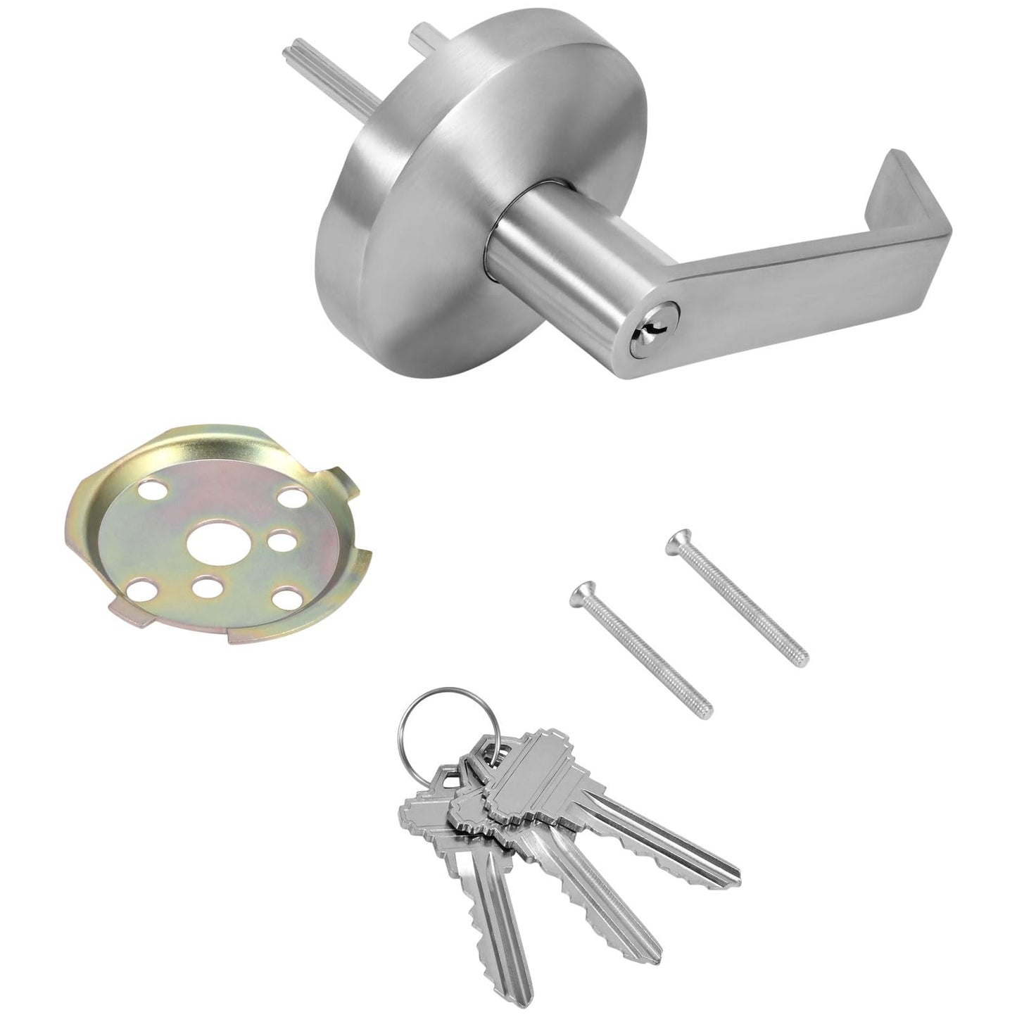 304 Stainless Steel Push Bar Panic Exit Device with Exterior Lever Handle, UL10C & ANSI Grade 1 Certified, Emergency Exit Door Hardware for Commercial Safety & Durability