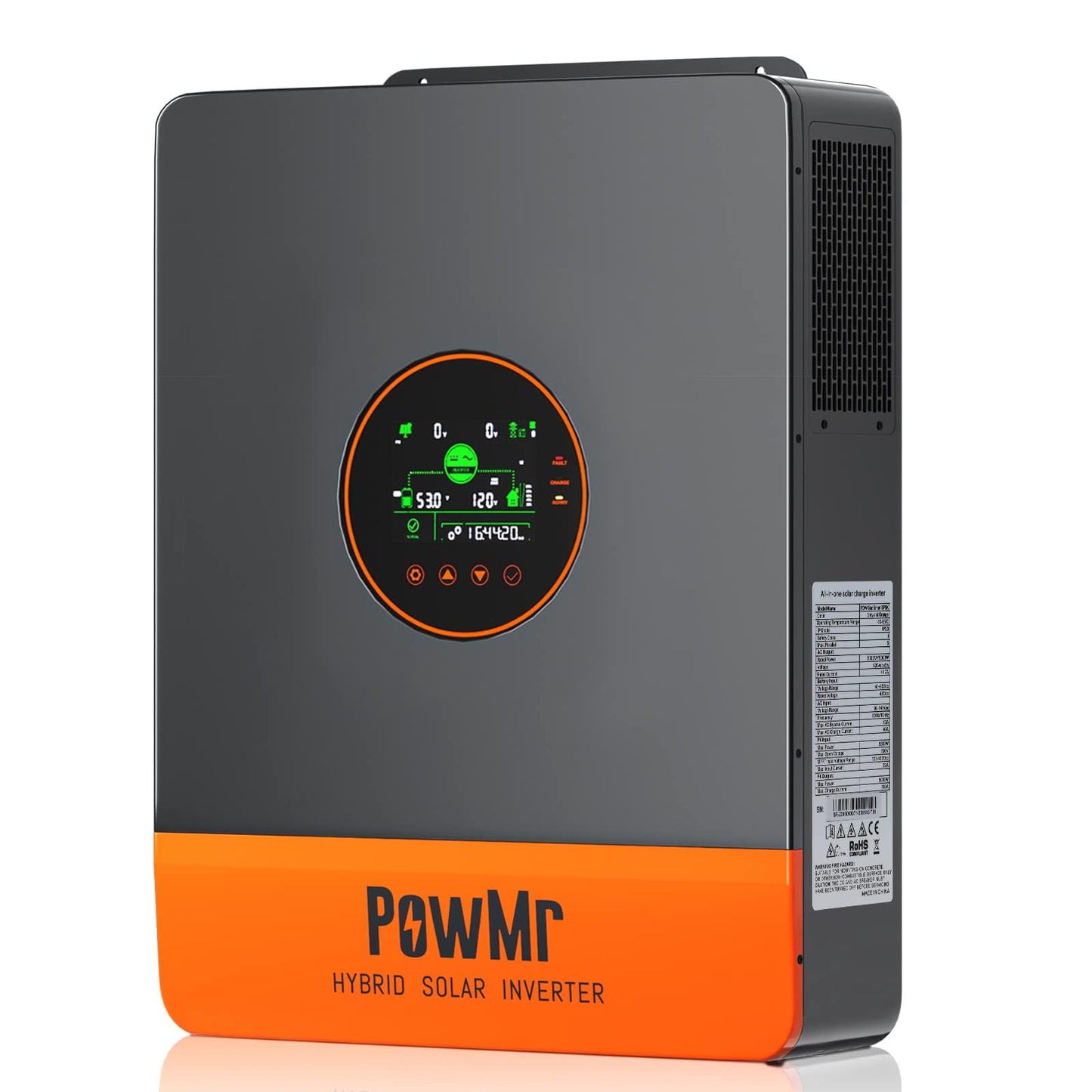 PowMr 5200W Hybrid Solar Inverter, 48V DC to 110V/120V AC, Split Phase Inverter with 100A MPPT Controller, Max PV Input 6KW, 500VDC, Supports Up to 6 in Parallel, for Lead Acid Lithium Battery