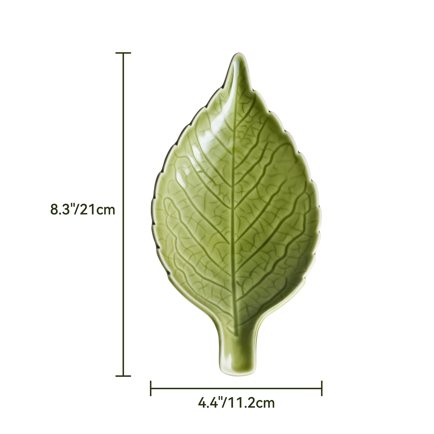 Ceramic Leaf Spoon Rest - Cute Green Cooking Spoon Holder for Stove Top & Kitchen Counter, Heat Resistant Spatula & Utensil Rest, Unique Kitchen Decor Gift, 1 Pack