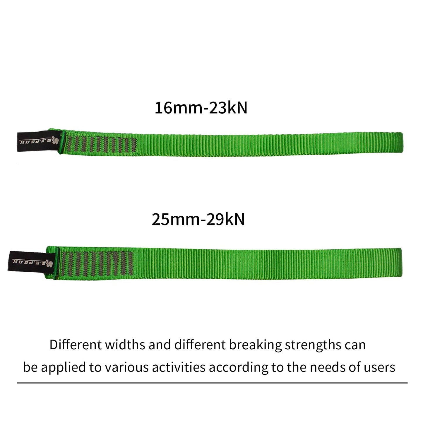 SEPEAK 25mm Nylon Tubular Webbing 1-Inch, 29KN/6520 lbs, Sturdy Sewn Strap for Arborist,Climbing,Positioning,Rigging, Ziplining, Anchoring,Hanging,3pc,26inch,Green