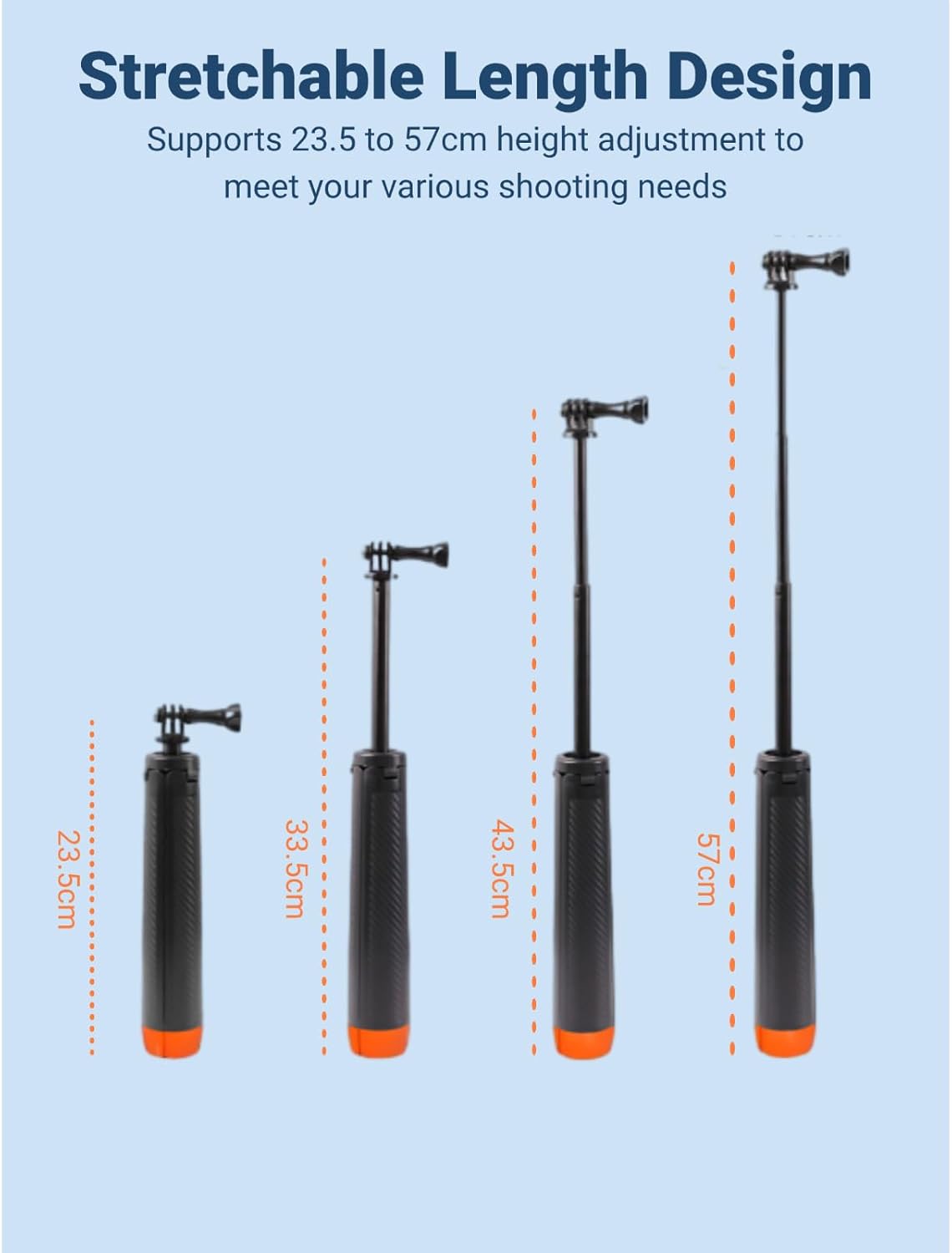 ciciglow 4 1 5 4/3, X4 X3, 2, in Floating Selfie Stick, Hand Grip Tripod for Action Pro for for Ace Pro Water Proof