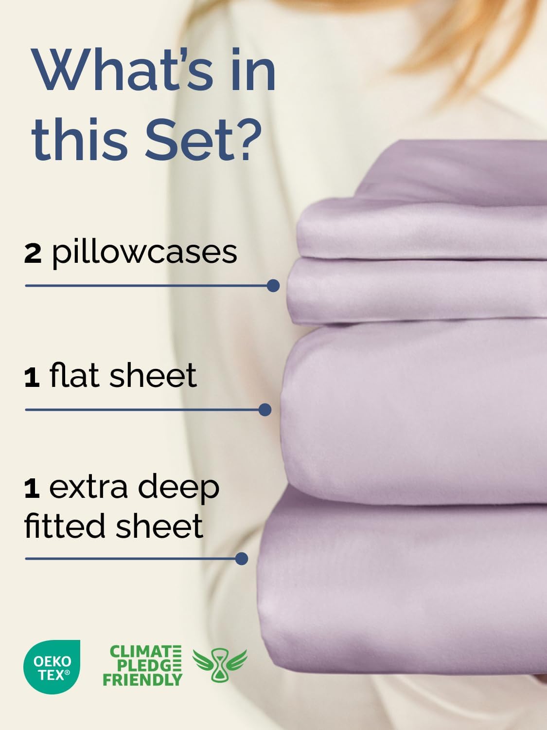Skiennix Extra Deep Twin Sheet Set | 4-Piece Breathable Cooling Bedding - Soft, Wrinkle-Free Light Lavender