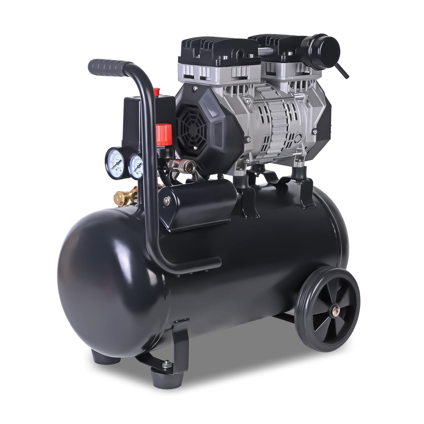 AAIN 6.3 Gallon Air Compressor | 1.5 HP 5.5-6 CFM Displacement Oil-Free Electric Compressor Tank with Max. 116PSI Pressure | 70dB Ultra Quiet for Tire Inflation, Air Blowing, Woodwork Nailing