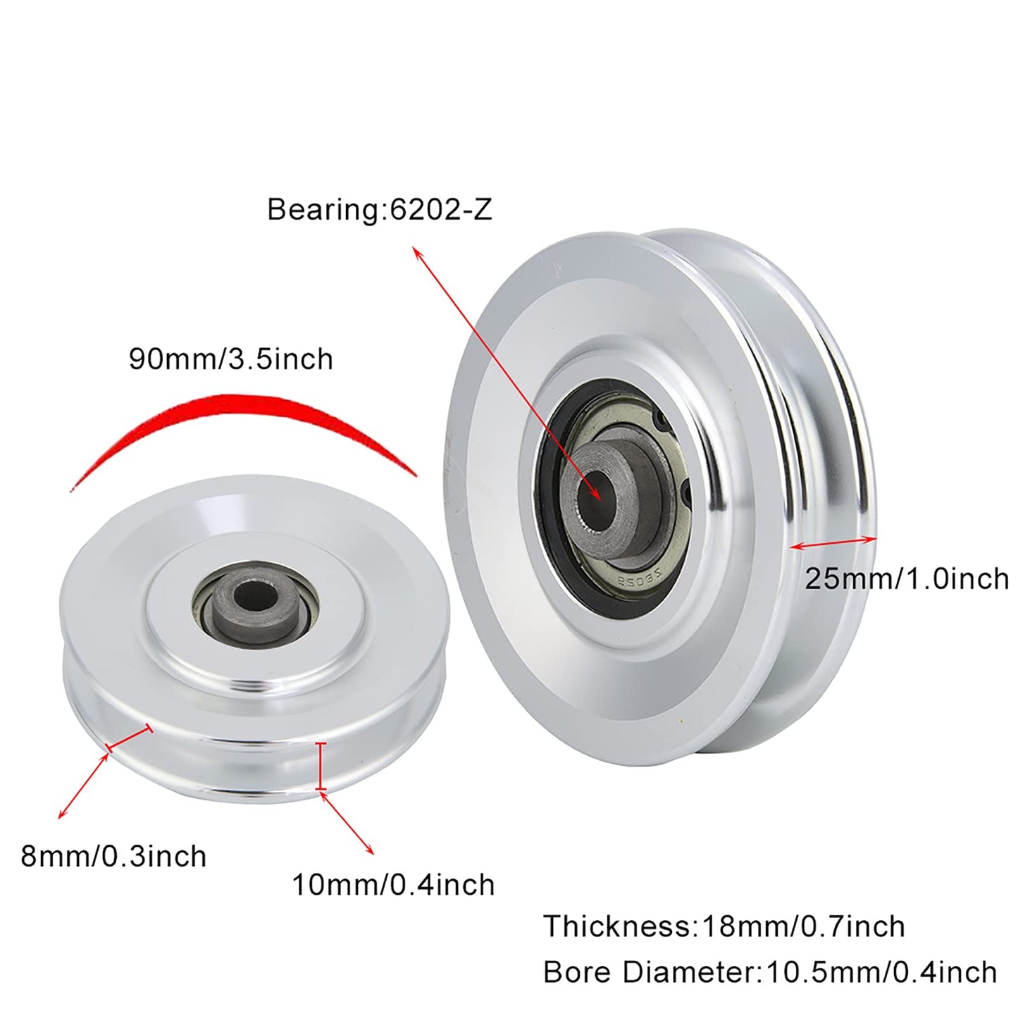 Gym Pulley Wheel for Cable Machine – 114mm Aluminum Alloy Fitness Pulley with Universal Bearing, 90mm Diameter Cable Attachment Compatible with Most Home Gym Systems (USA)