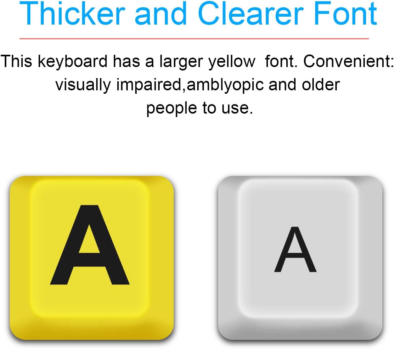 XDL-POWER Large Print Computer Keyboard,Wired USB Keyboard High Contrast Big Print Letter with Yellow Keys High