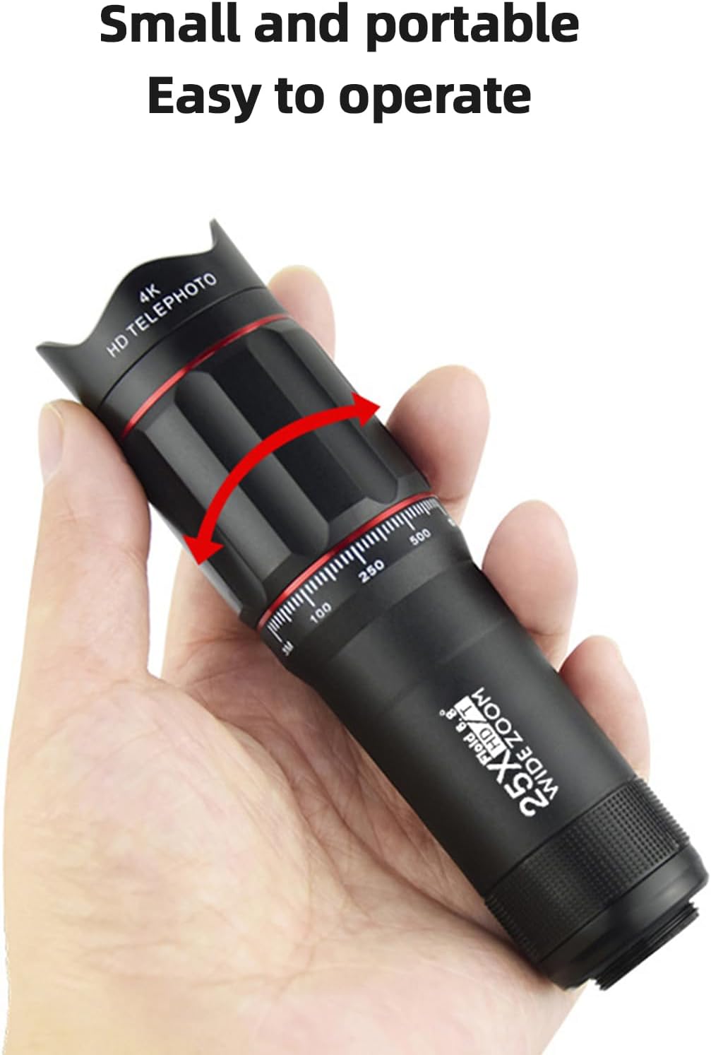 Andoer 25x 25X Macro Telephoto Smartphone Lens Kit with Phone Clip Holder, Telephoto Lens, Black