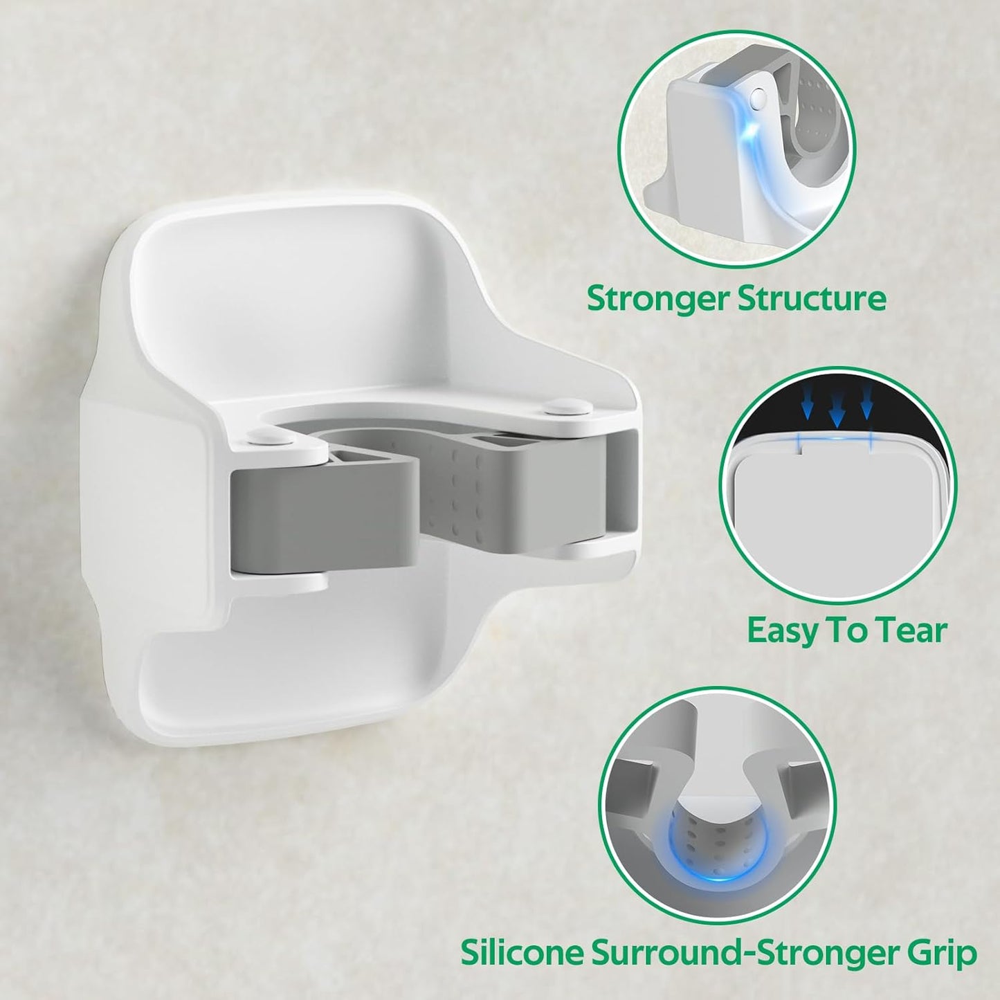 Reliahom Broom Holder Wall Mount - 10 Pack No Drilling Self-Adhesive Mop Grippers | White Garage Organizer