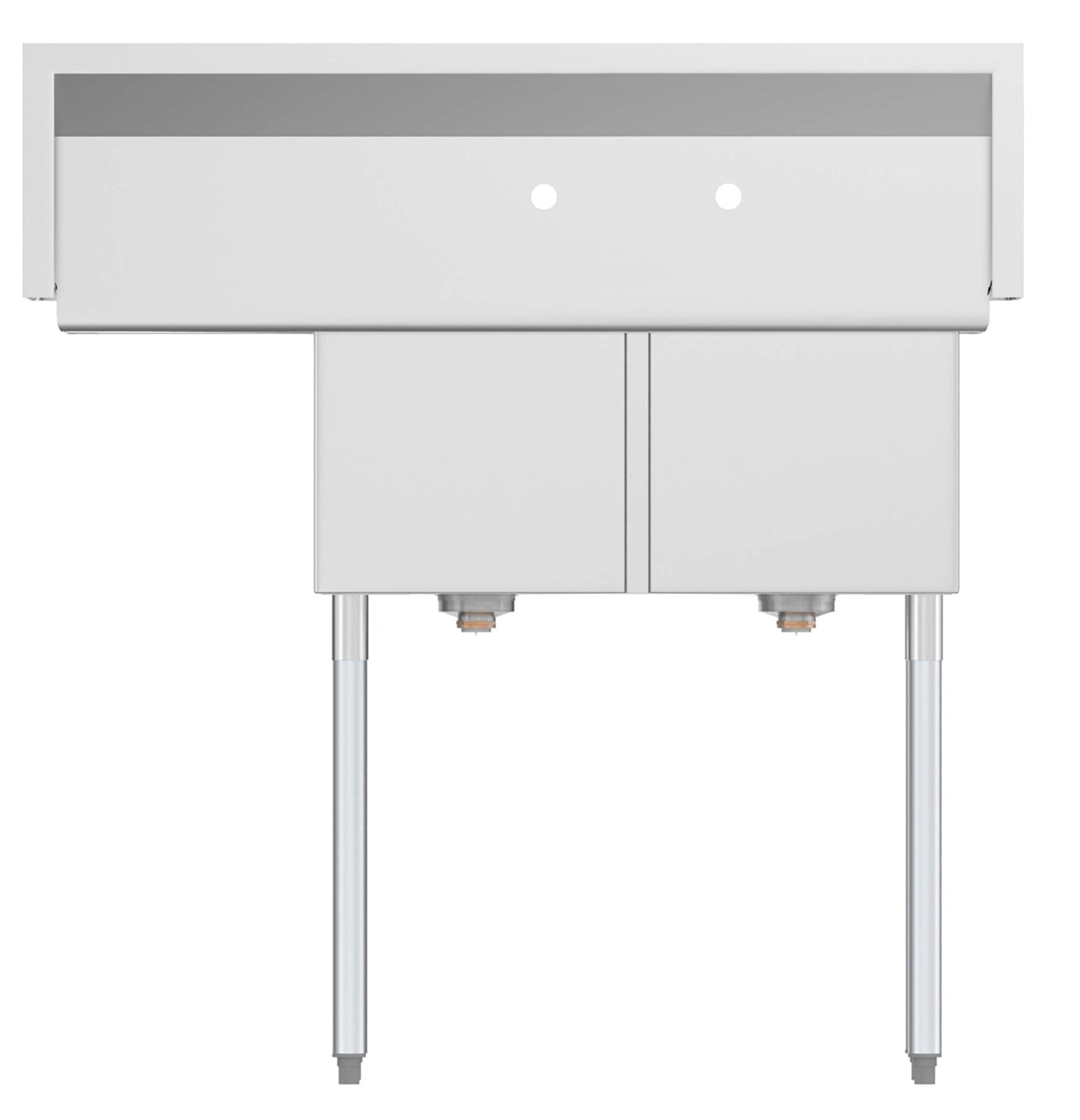 KoolMore 2 Compartment Stainless Steel NSF Commercial Kitchen Prep & Utility Sink with Drainboard - Bowl Size 14" x 16" x 11", Silver