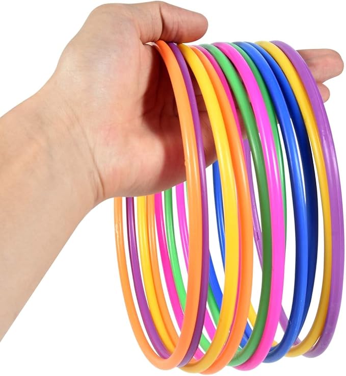 OBTANIM 12 Pcs Plastic 7 Inch Ring Toss Game for Kids and Outdoor Toss Rings for Speed and Agility Practice Game, Random Colors
