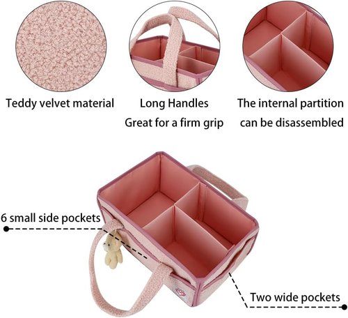 Diaper Caddy Organizer by [Brand Name] - Stylish Nursery Storage Basket for Wipes, Diapers & Toys - Large Felt Design