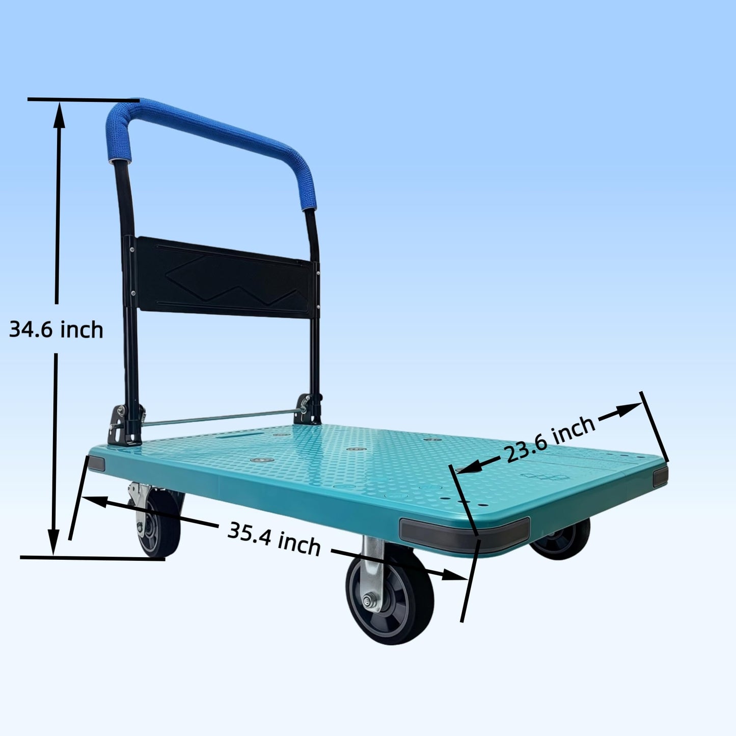 YVZNC Heavy Duty Flatbed Cart with Brake Wheels,Push Cart Dolly,Suitable for Outdoor and Warehouse Workers for Moving Goods on Smooth and Rough Surfaces,Carries 1323lbs（35.4"x23.6"x34.6"）