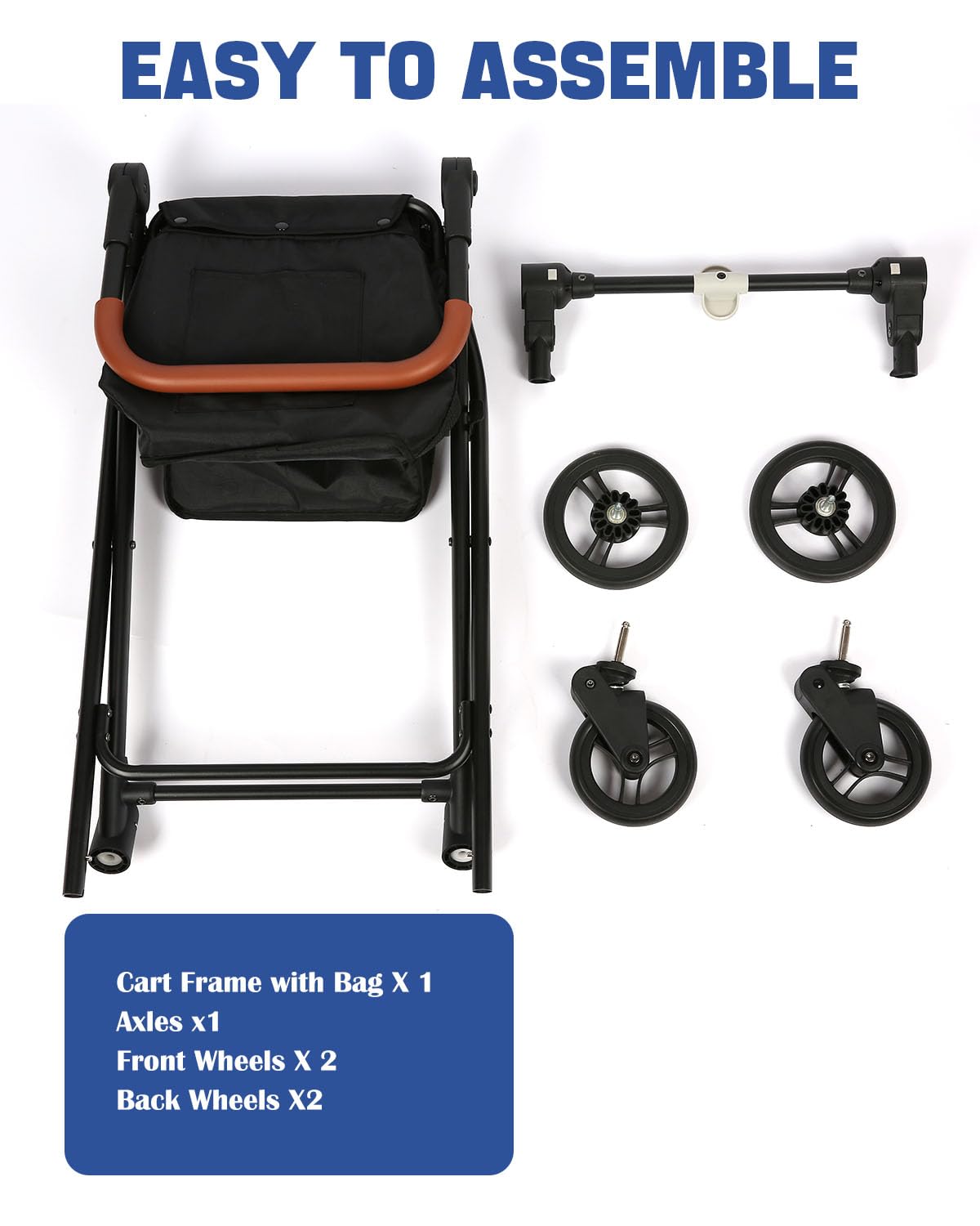 Foldable Cart 55 Liters Utility Cart ，Shopping Trolleys ，Height Adjustable Slider for Office Shopping ， Groceries， Laundry