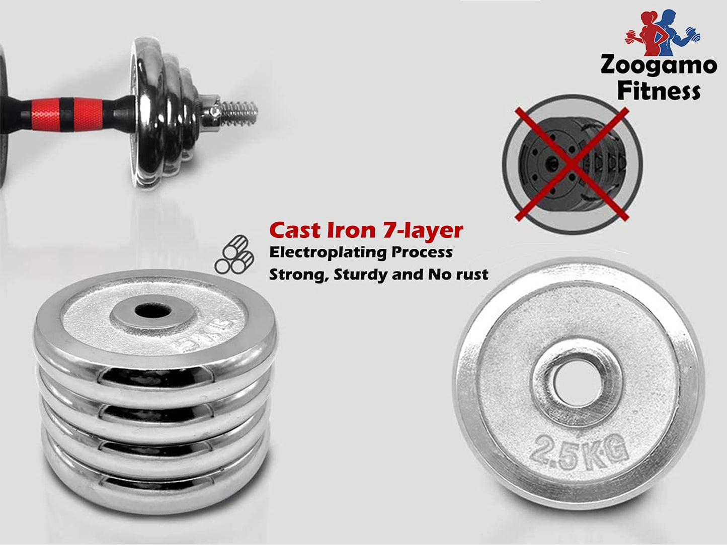 Zoogamo Cast Iron Adjustable Dumbbells Weight Set to 66Lbs / 44LBS, Free Weight with Connecting Rod Used As Barbell, for Men and Women Home Gym Work Out Training Fitness Equipment All-Purpose (66)