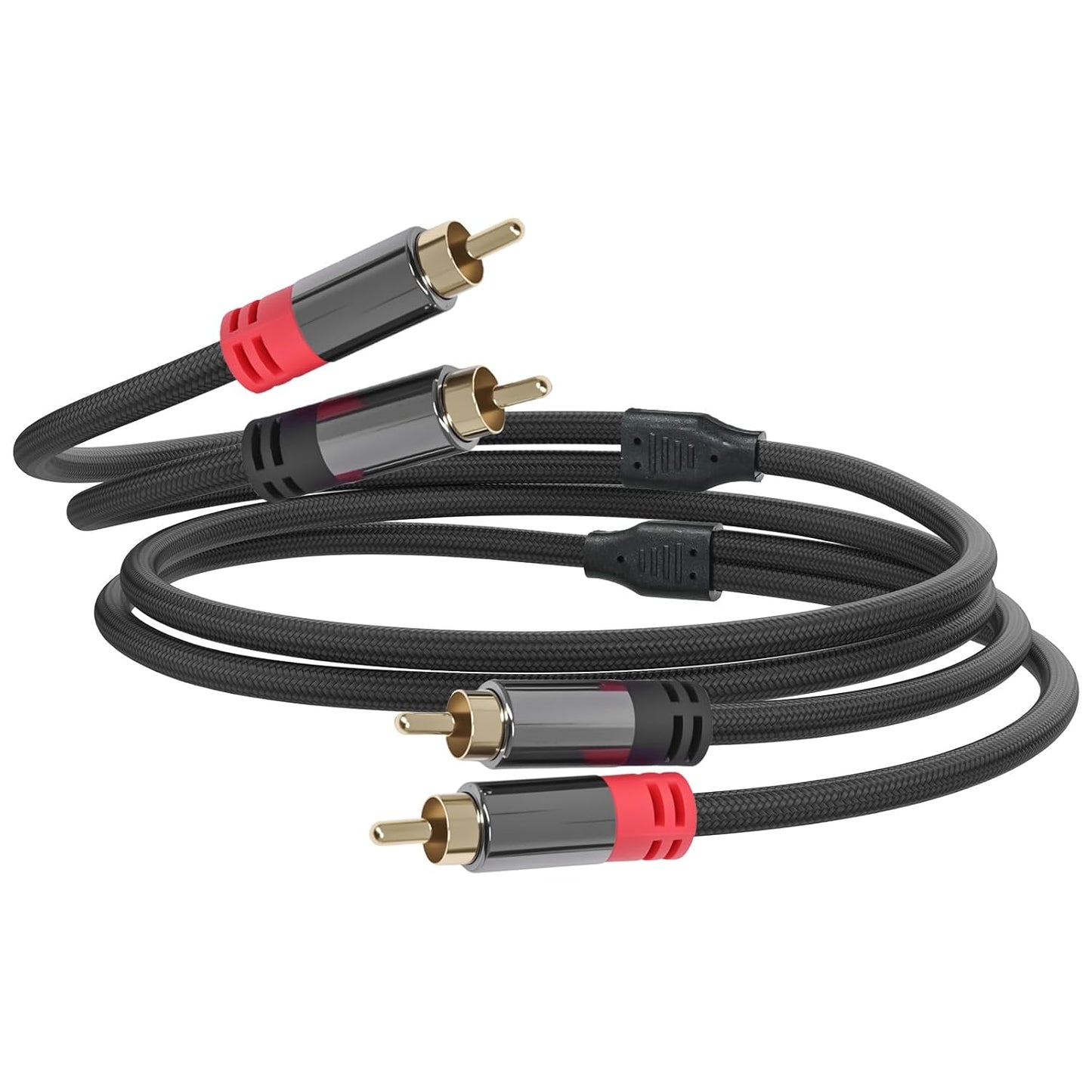 2RCA 2 3.3ft Cyberguys! RCA Audio Cable, to RCA Cables Car Audio Male to Male, Shielded Cables with Braided Jacket