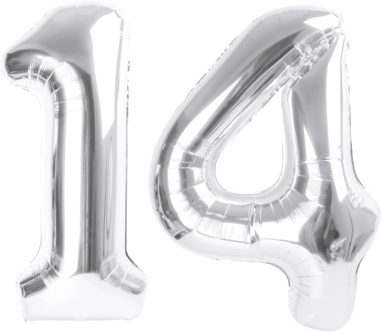 Skiennix Large 14th Silver Birthday Balloons - 40 Inch Foil Decorations for Weddings & Engagements