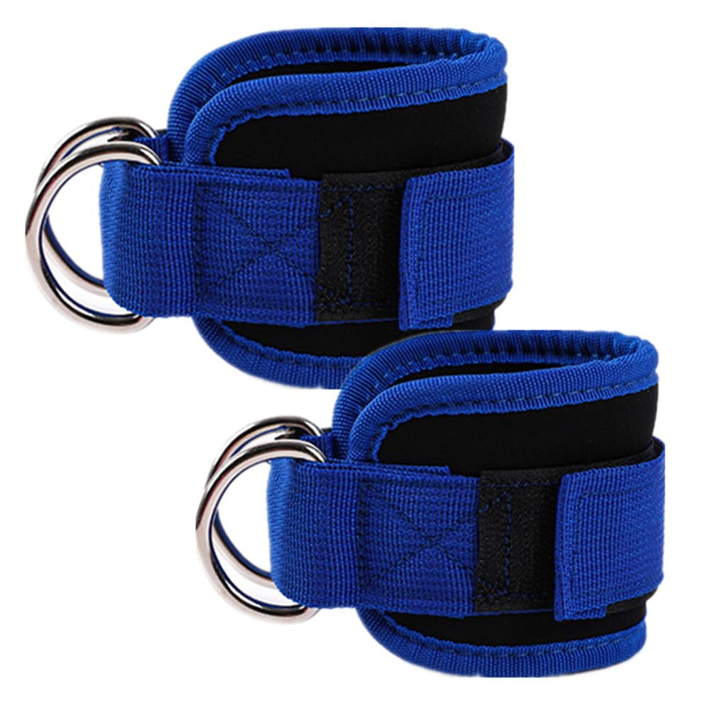 Aacehlh Ankle Strap for Cable Machine,1 Pair Adjustable Neoprene Padded Ankle Cuff for Leg Extensions,Glute Workouts,Gym for Women and Men (Blue)
