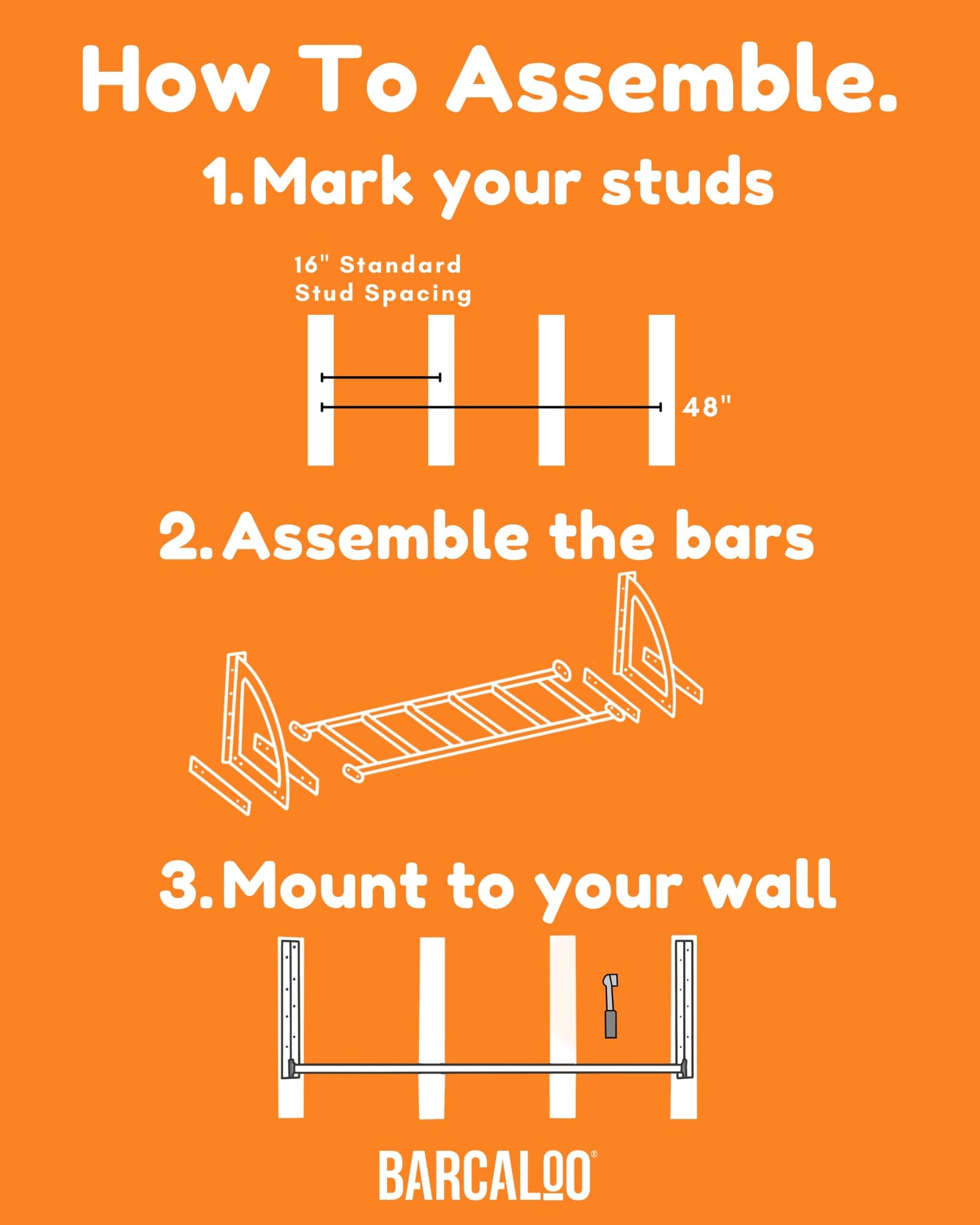 Barcaloo Kids Monkey Bars Indoor Playground Equipment, Jungle Gym for Climbing Indoors or Outdoor - 4ft Wall Mount Ceiling Alternative Climbers & Play Structures for Inside