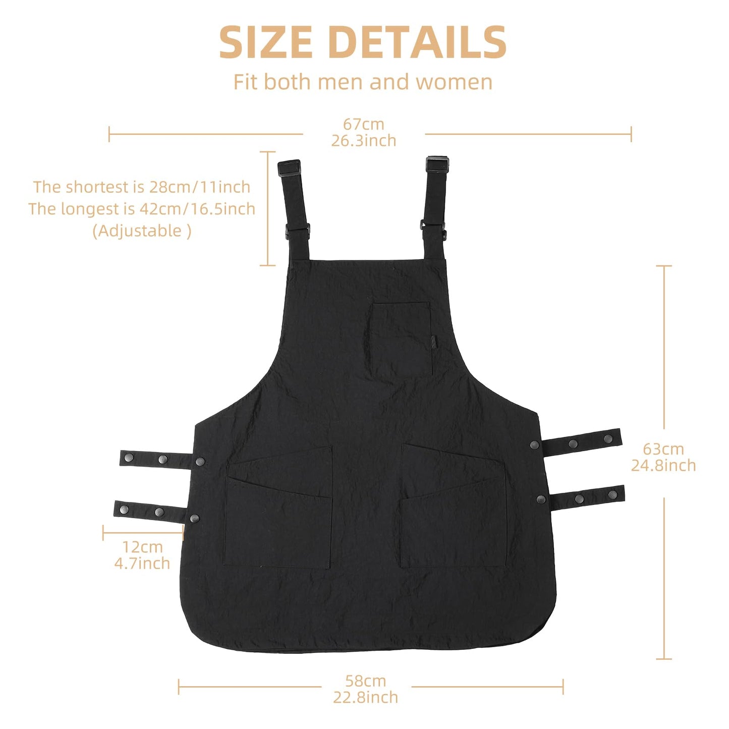 XJSLDYN Aprons for Women with Pockets Adjustable Double-Sided Wearable Durable Lightweight Chef Cooking Kitchen Restaurant Aprons for Women Men