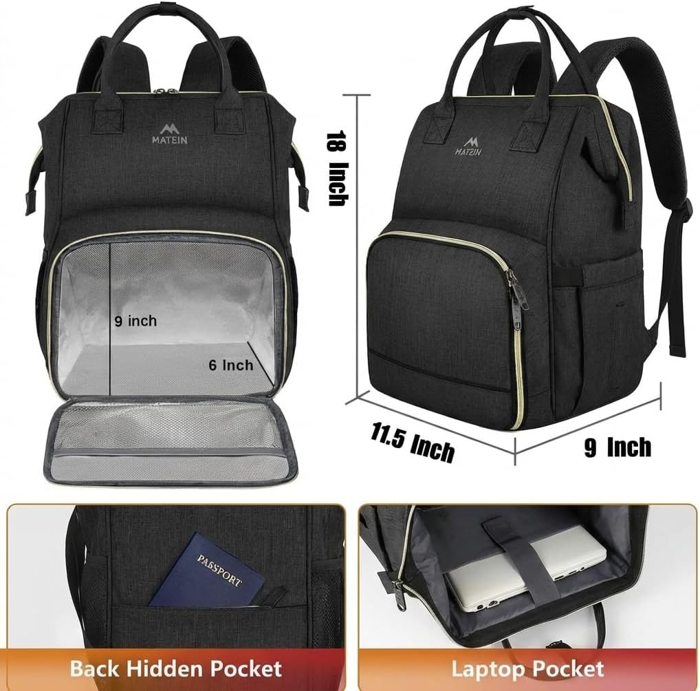 Backpack Backpack 15.6 Inch Commuter MATEIN Lunch for Women, Insulated Cooler Lunch Bag for Men, Leakproof Laptop