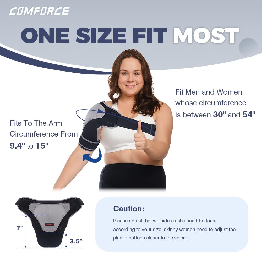 COMFORCE Shoulder Brace for Men with Gel Pack, Rotator Cuff Support Brace for AC Joint Paint Relief, Shoulder Compression Sleeve for Preventing Dislocation, Adjustable Straps Fits Left and Right Arm
